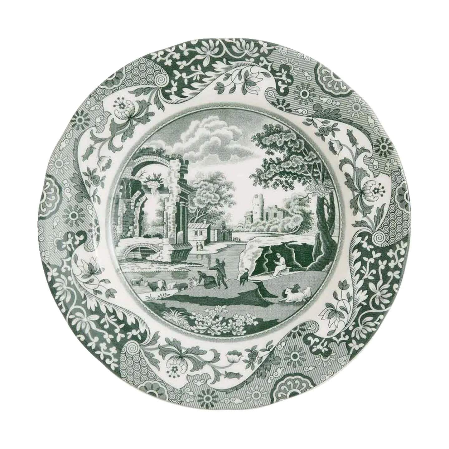 Spode Kagetallerkener Heritage Green Italian Tallerken i Grøn/hvid, 1