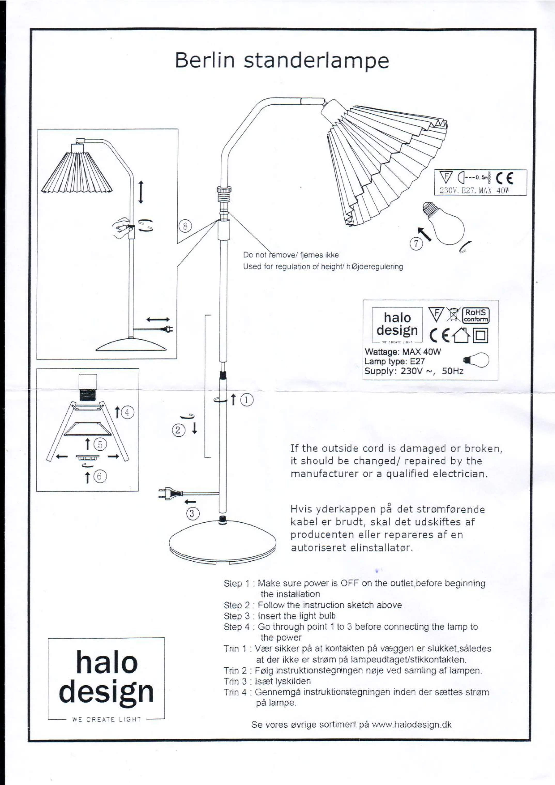 Halo Design Gulvlamper Berlin Gulvlampe i antik messing, 2