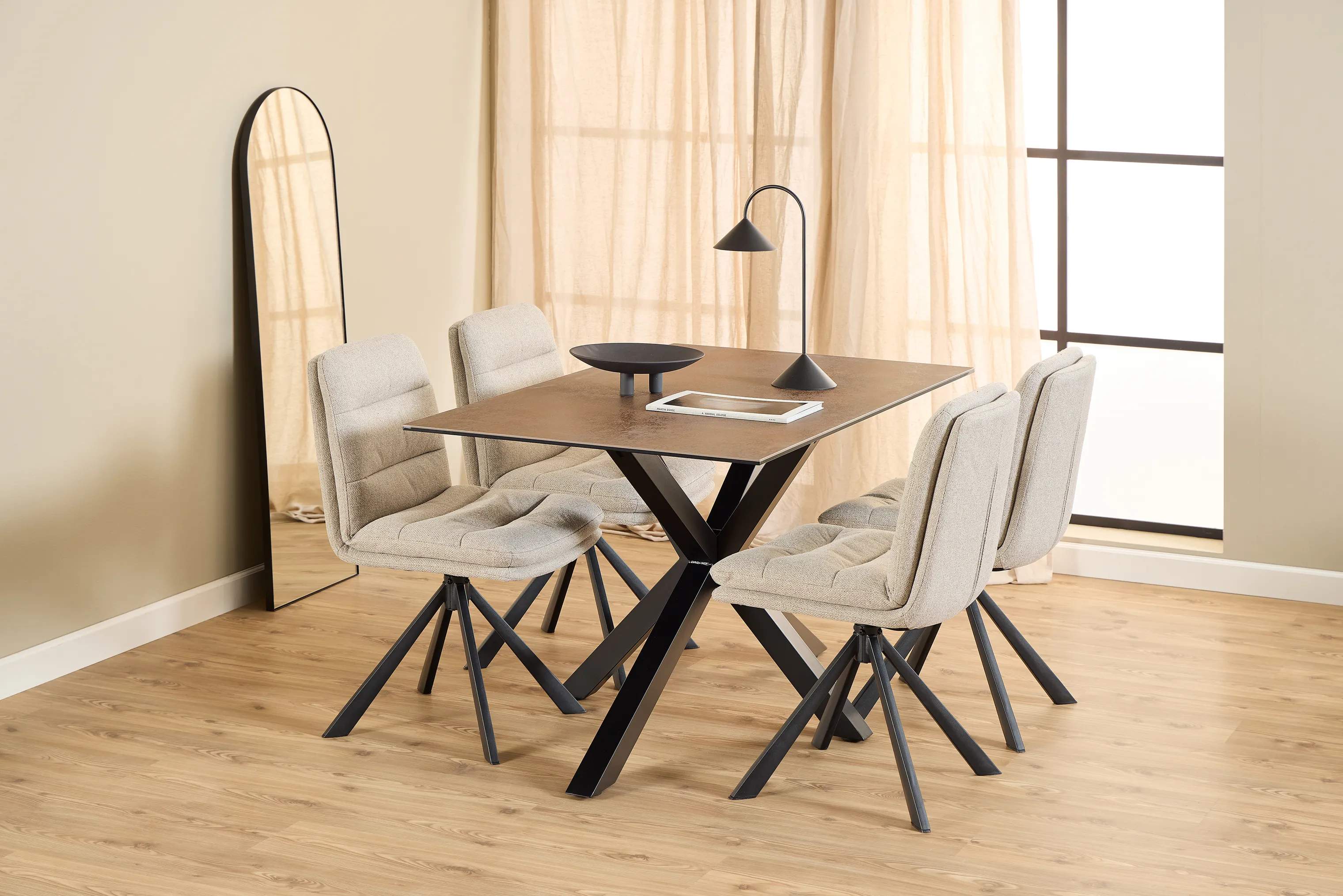CASA Living Spisebordsstole Dean Spisebordsstol - 2 stk i Beige/mat sort, 2