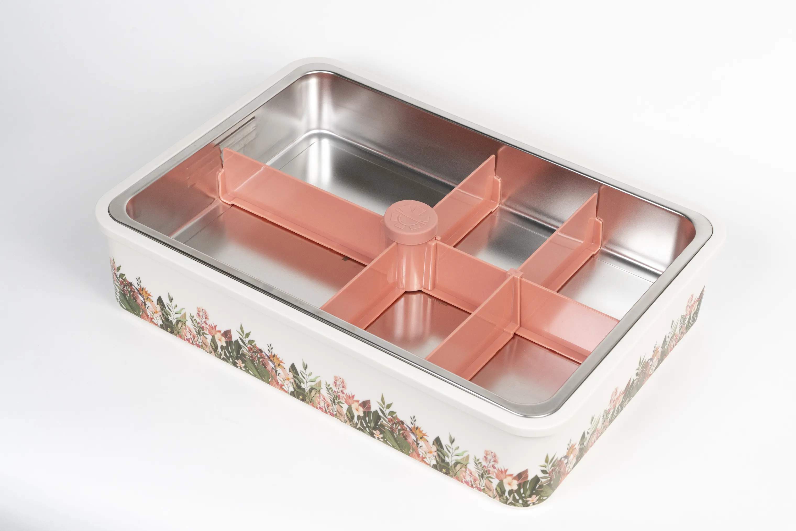 Platterbox Opbevaringsbokse Snack Box Tilbehørssæt - 21 dele i Hvid/Blomster, 5