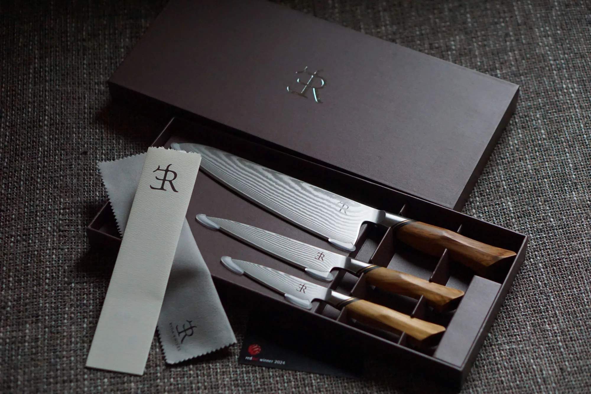 Ryda Knives Knivsæt A-73 Luksussæt - 3 dele i rustfrit stål/brun, 2