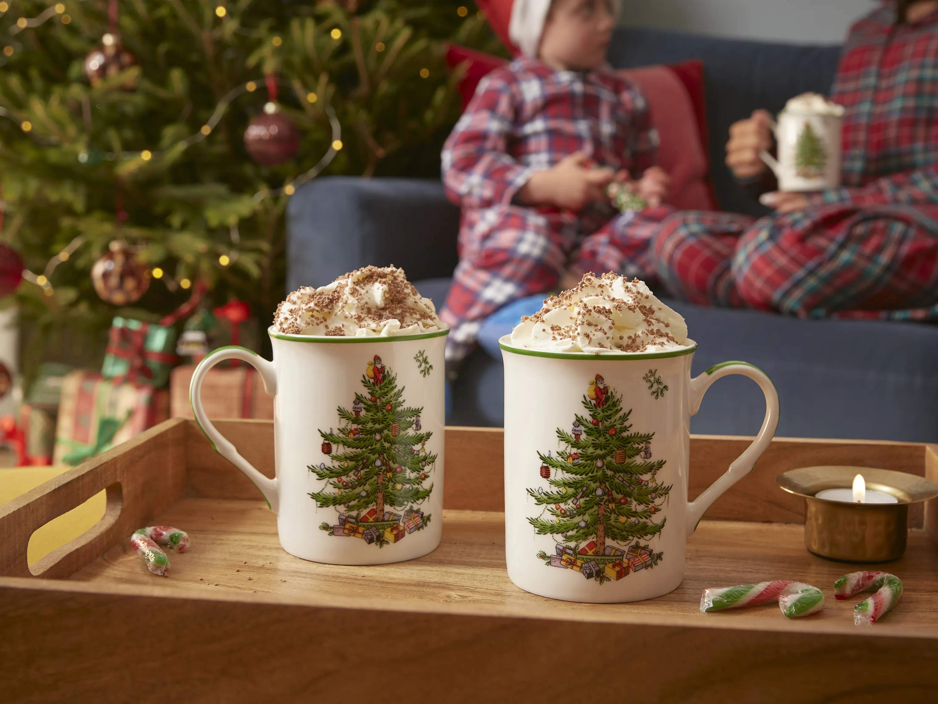 Spode Krus og kopper med hank Christmas Tree Krus - 4 stk. i Hvid/grøn/rød, 2