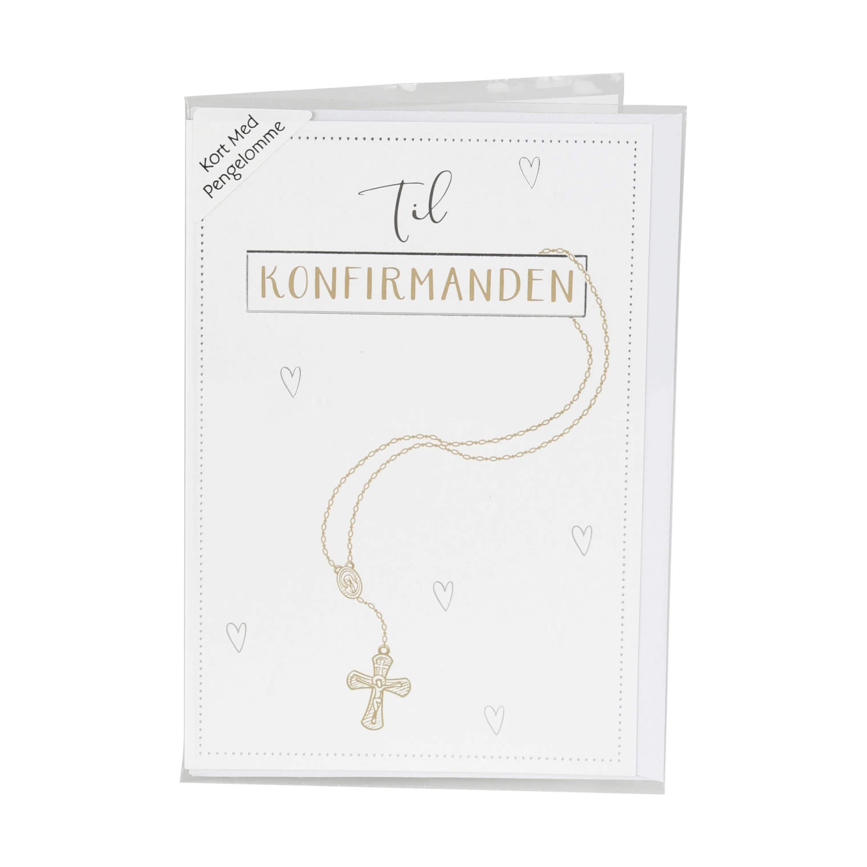 Kort - Til konfirmanden, hvid;guld, large