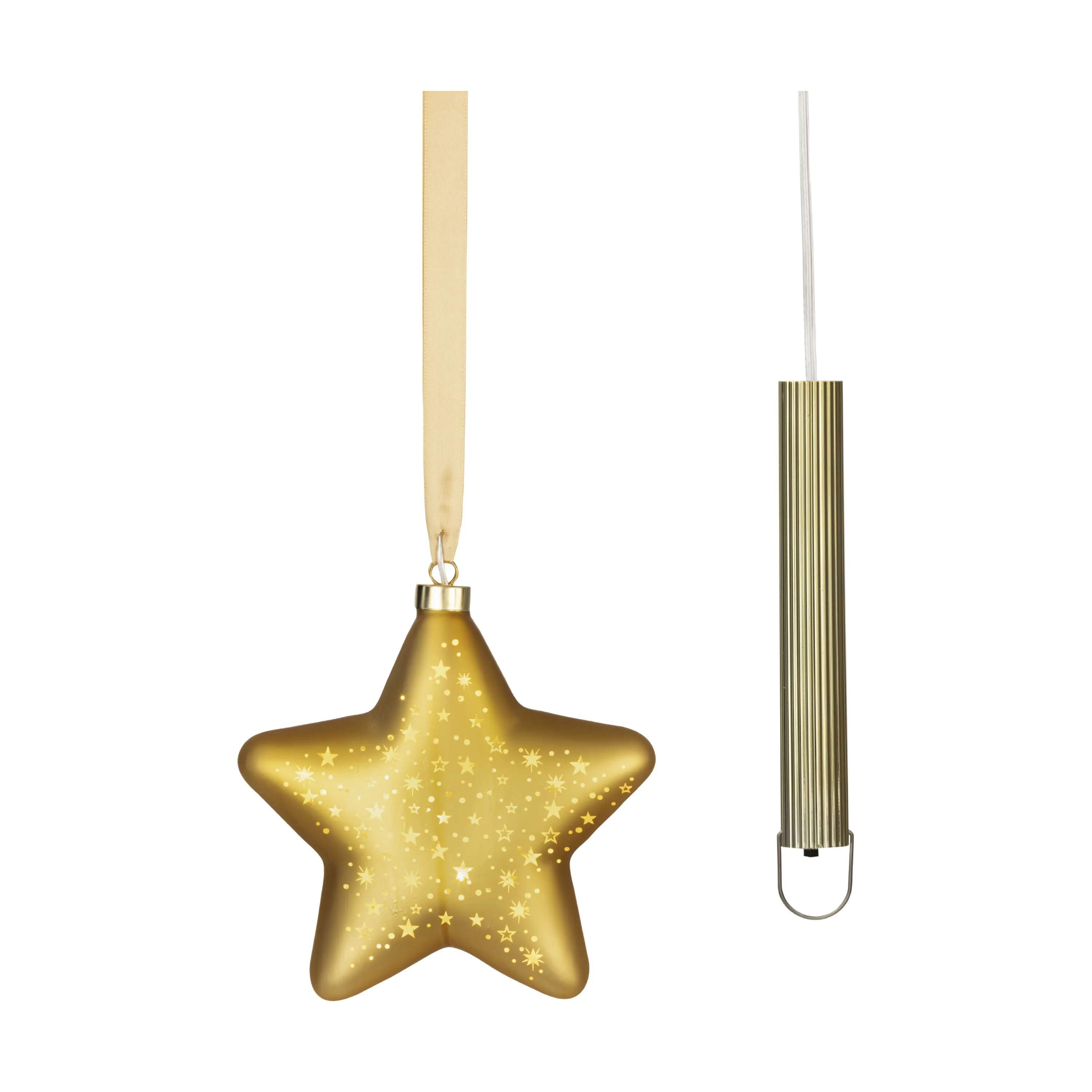 Casa Christmas Juleophæng LED Glasstjerne i Guldfarvet, 20 cm, 1