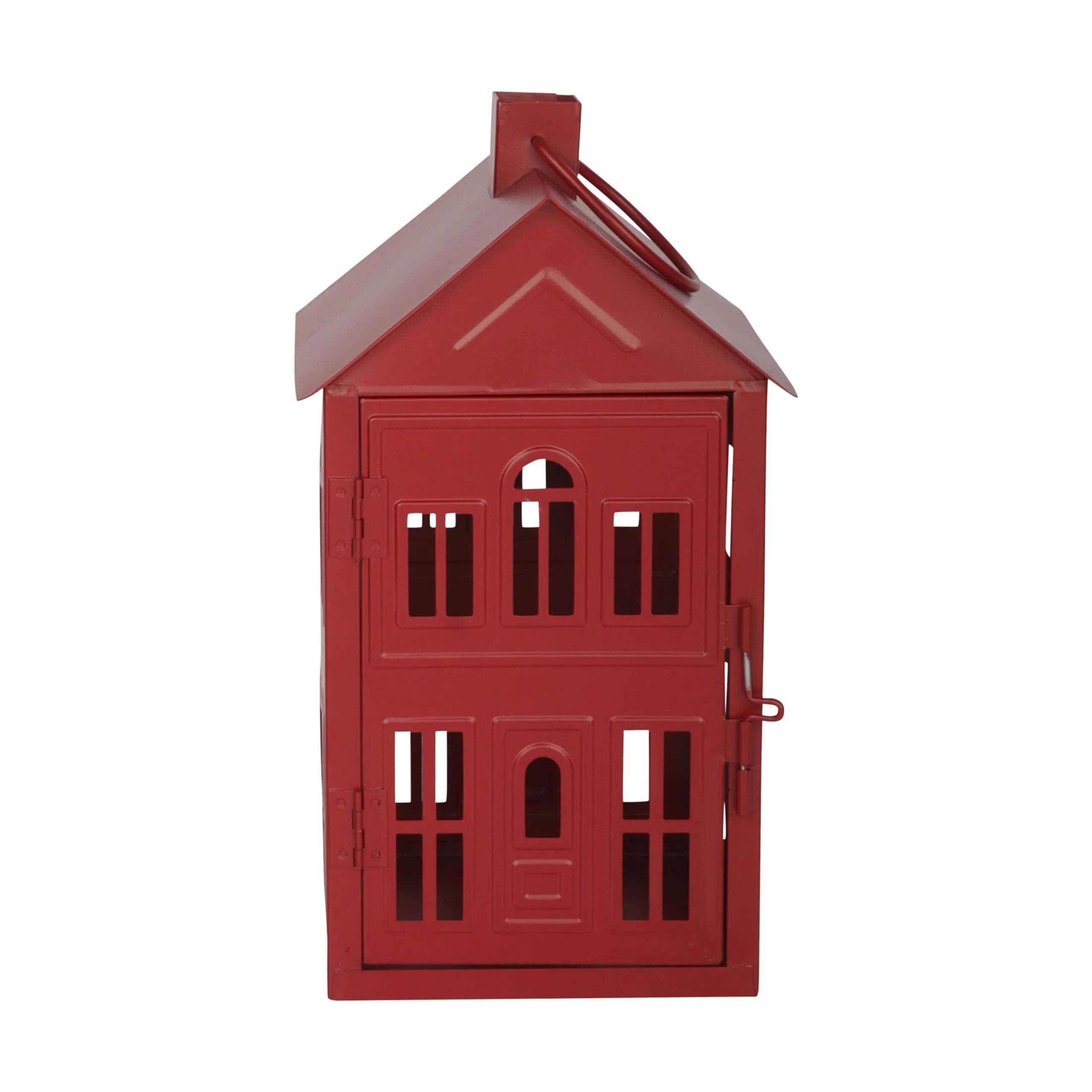 Casa Christmas Bloklysestage Lanterne i Rød, 26,8 cm, 1