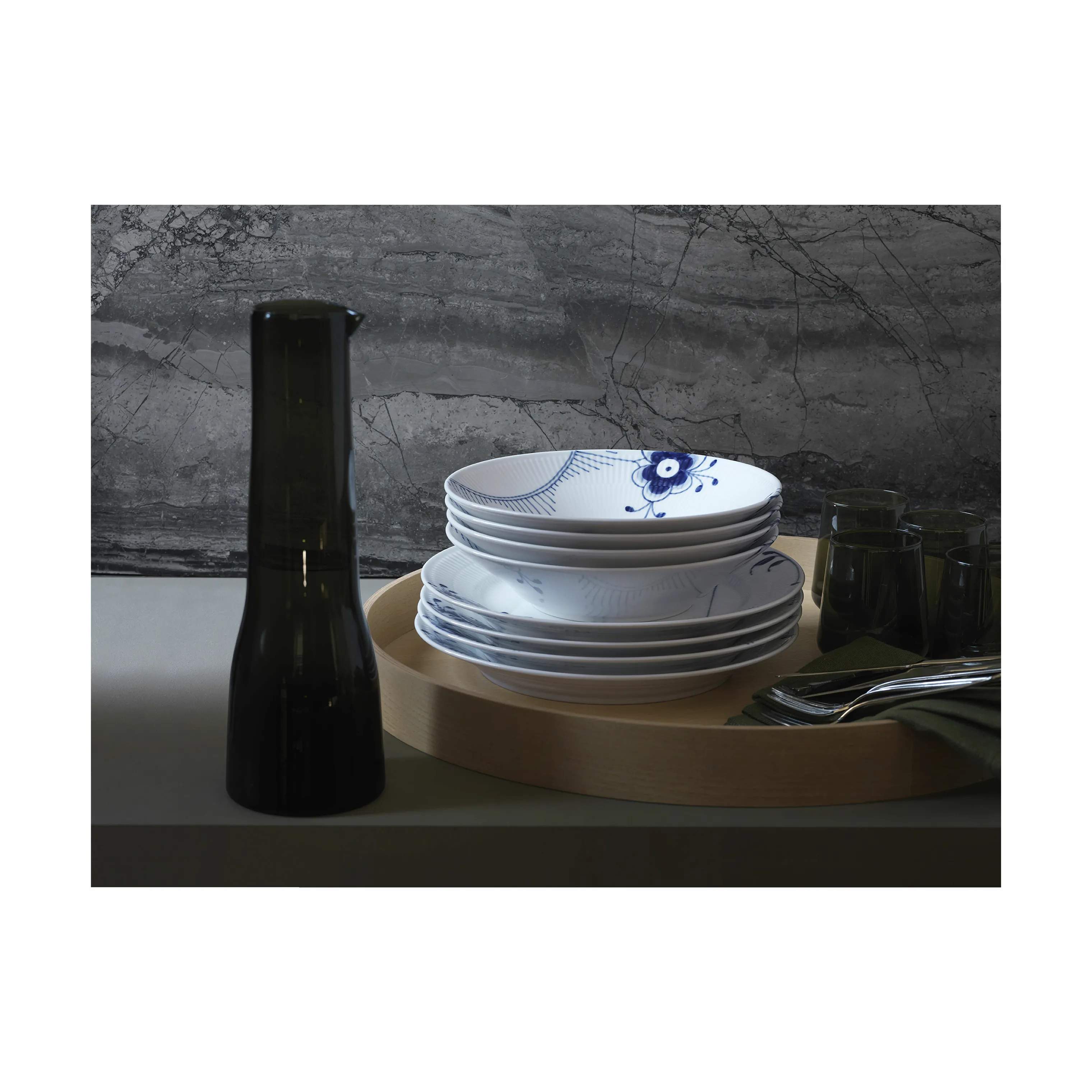 Royal Copenhagen Dybe tallerkener Blå Mega Riflet Dyb Tallerken i 24 cm, 4