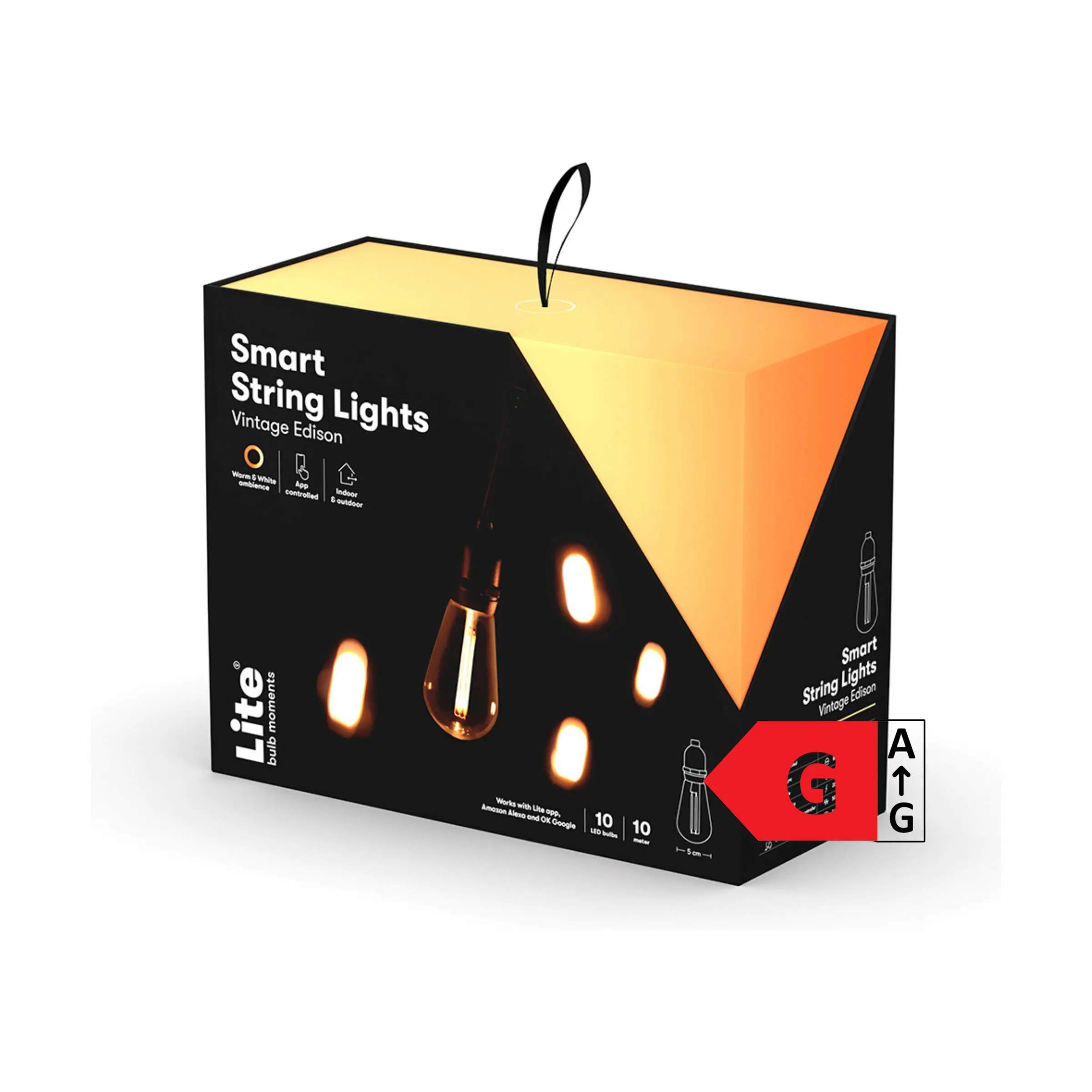 Smart LED Lyskæde - Vintage, sort, large