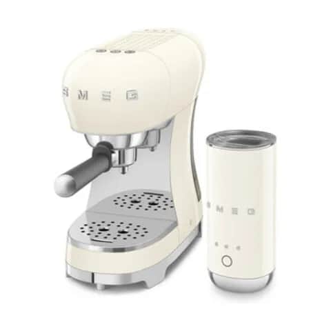 Smeg Espressomaskiner 50's style Espressomaskine med mælkeskummer i Creme, 3