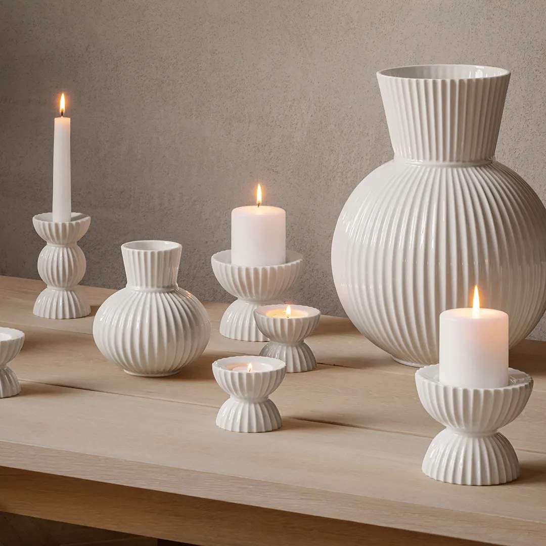 Lyngby Porcelæn Bloklysestage Tura Bloklysestage i Hvid, 3