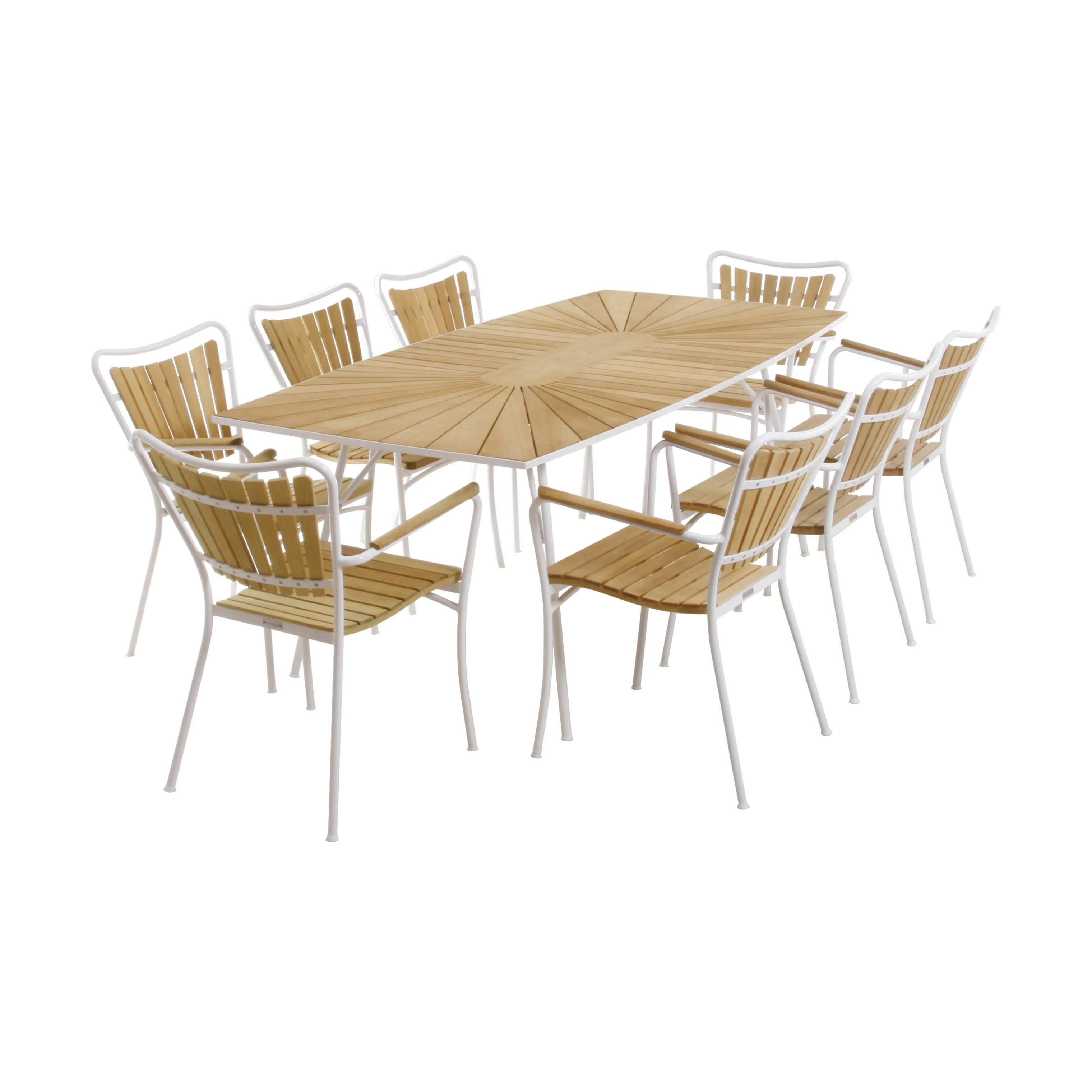 Marguerit Havemøbelsæt - 1 bord og 8 Stole, hvid, large