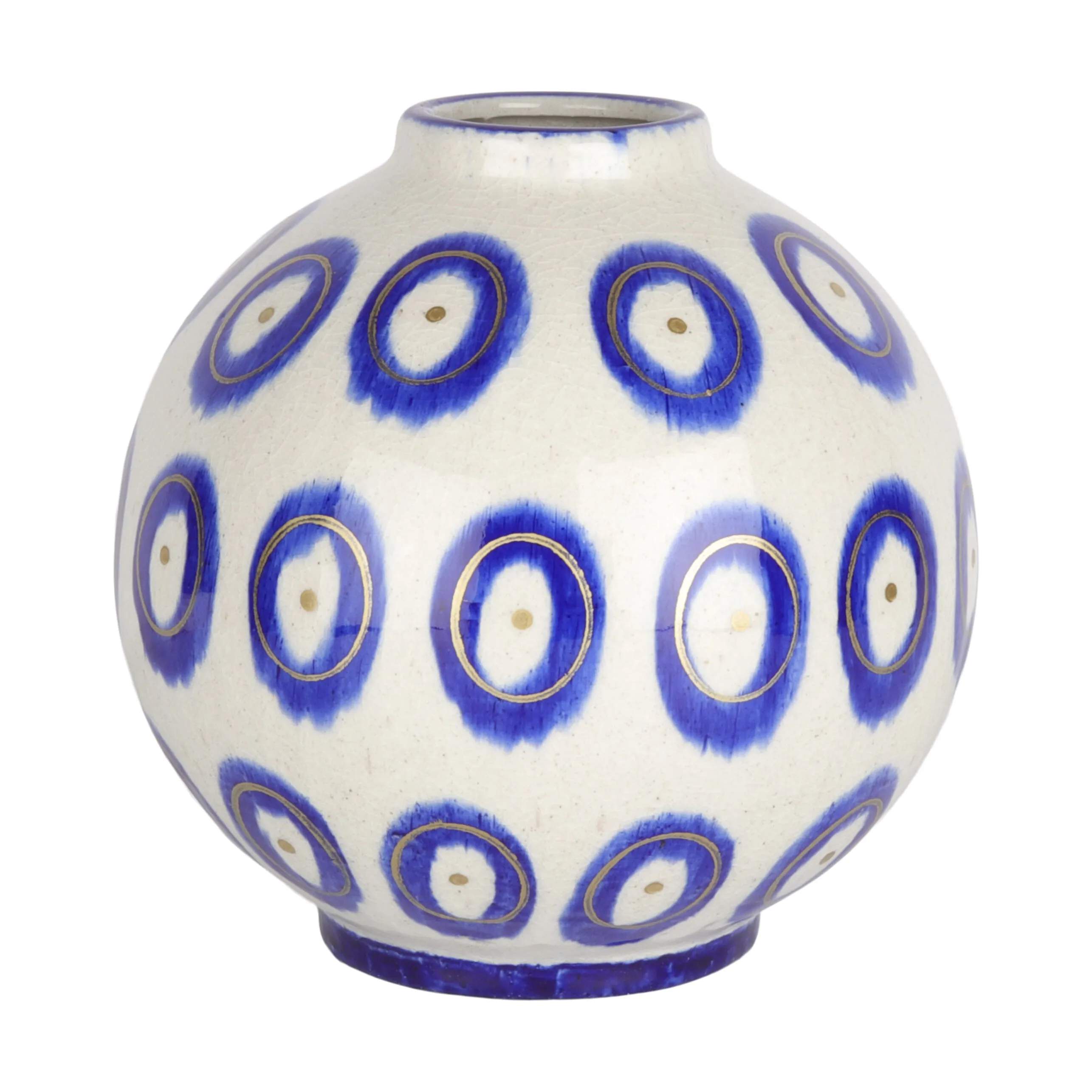 Kuglevase, hvid/blå, large