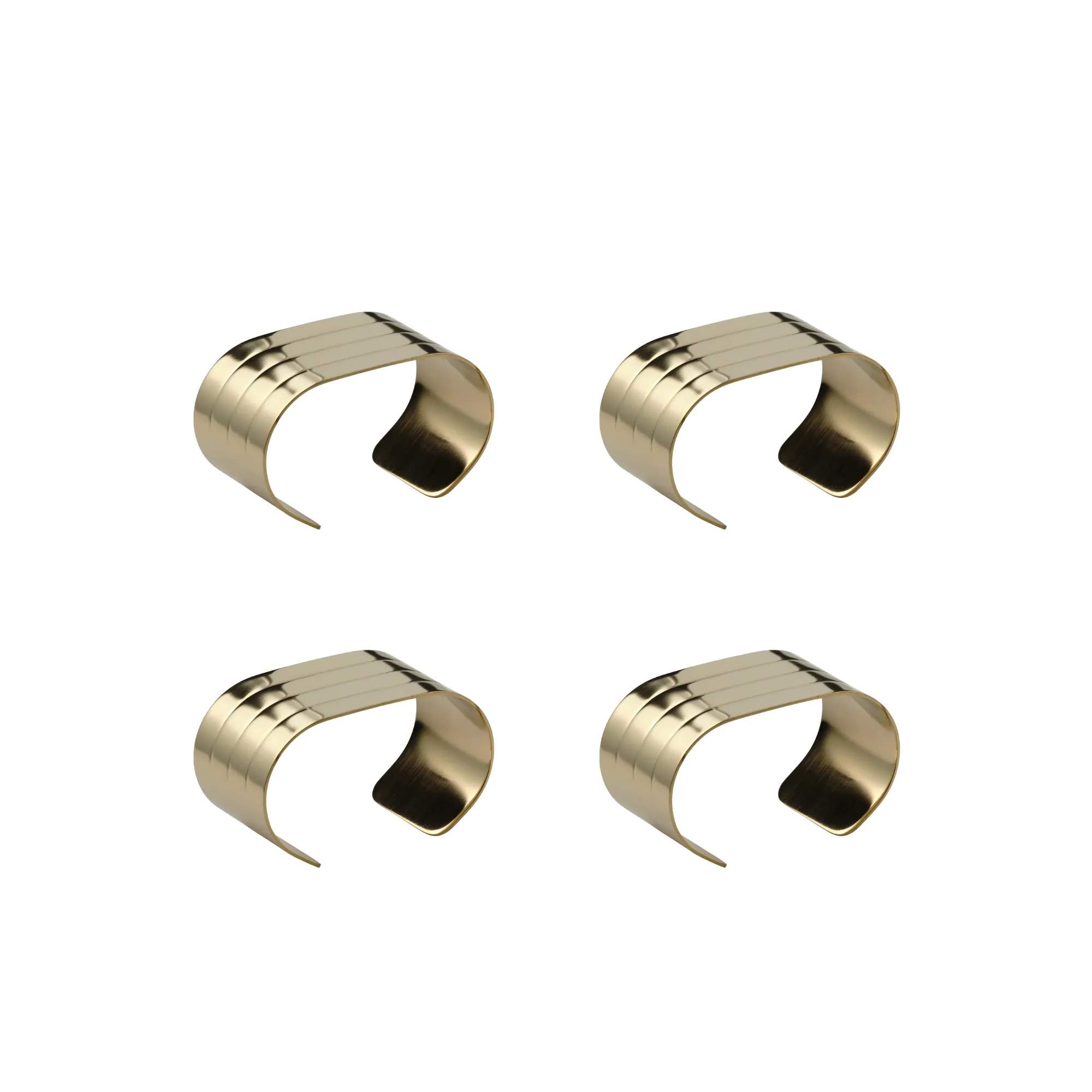 Servietring - 4 stk., guldfarvet, large