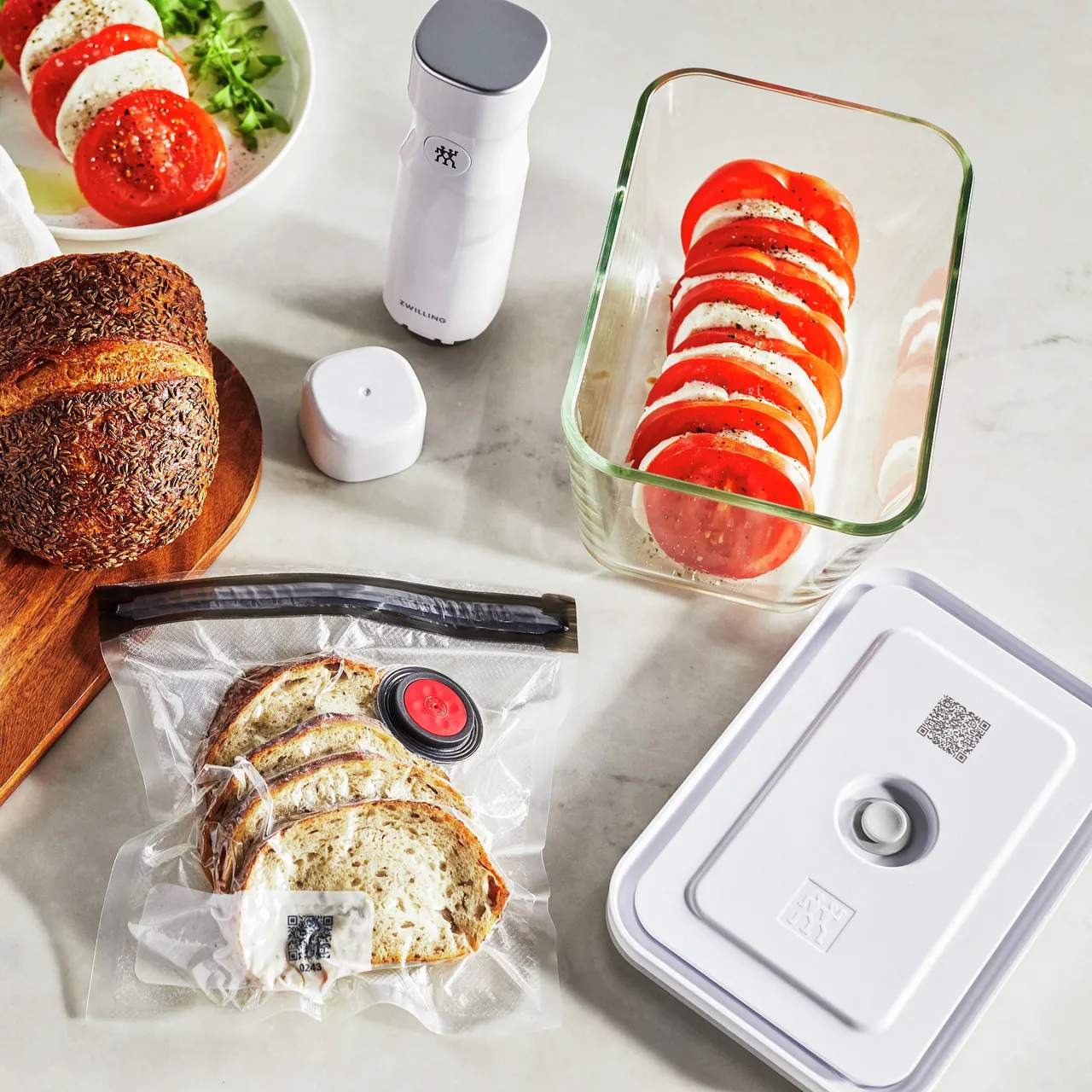 Zwilling Opbevaringsbokse Fresh & Save Vakuum Startersæt - 7 dele i Hvid/klar, 3