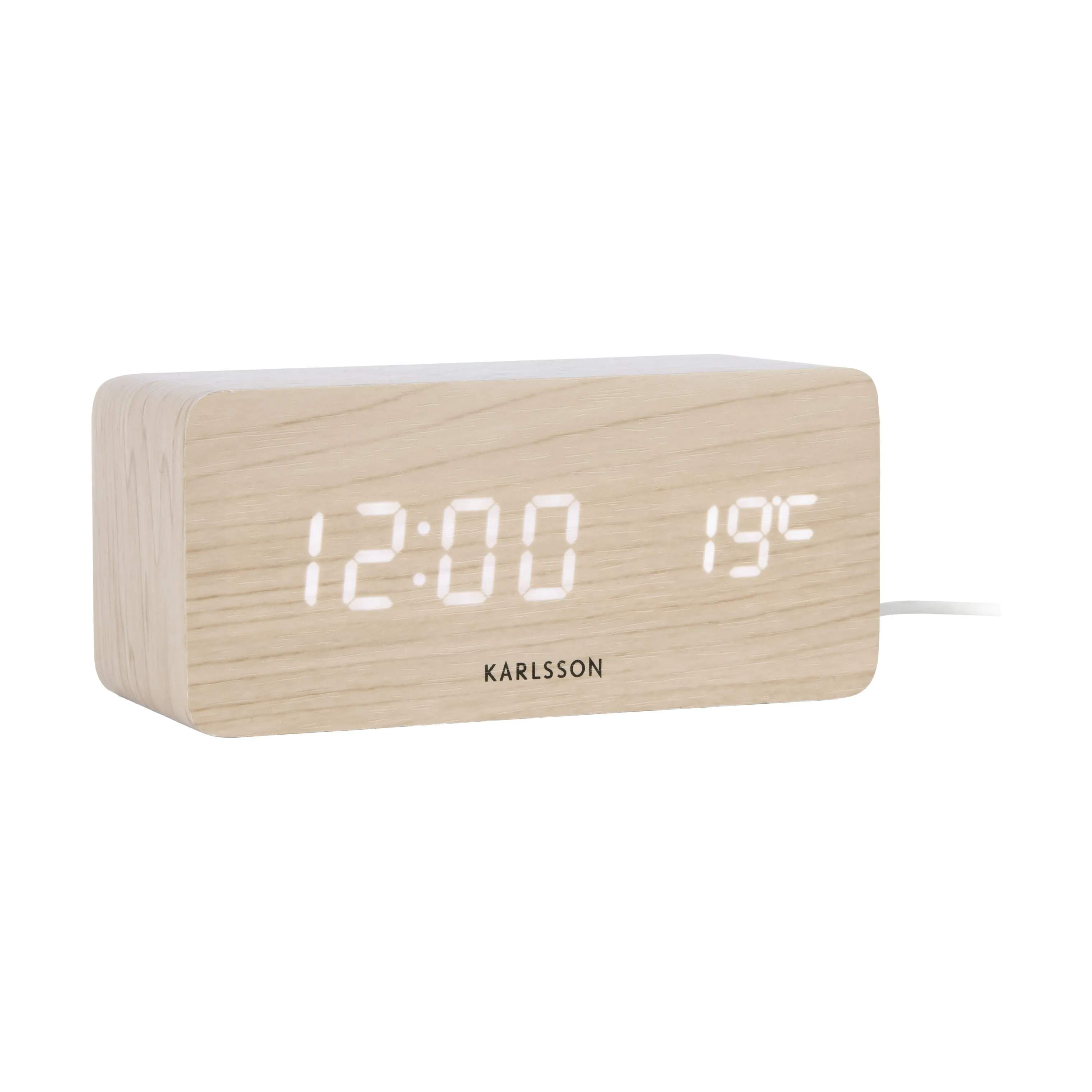 Karlsson Vækkeure Blok Block Vækkeur i Light Wood Veneer, 1