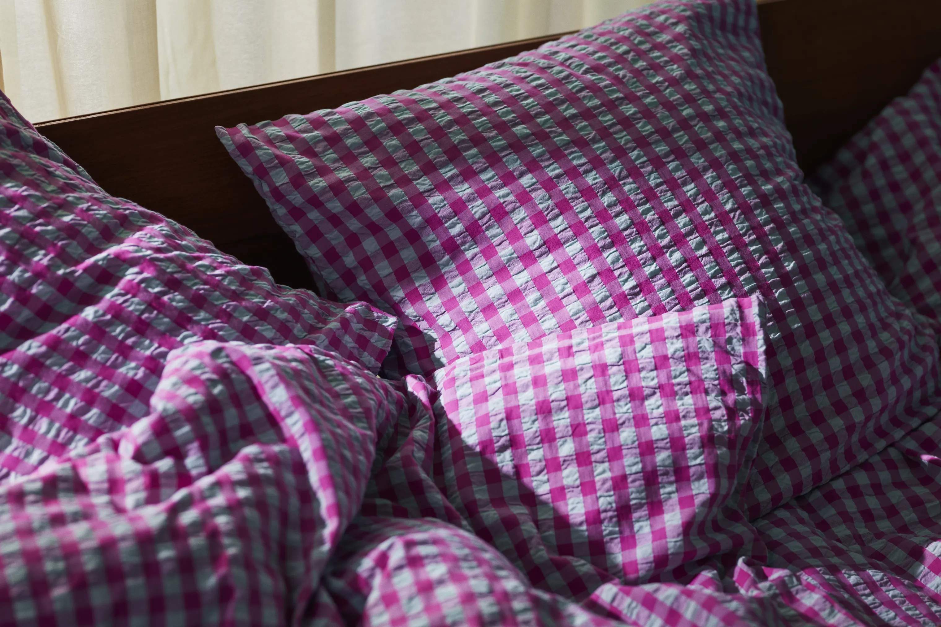 Juna Sengetøj Bæk&Bølge Sengetøj i Fuchsia/Mint, B220 x L220 cm, 2