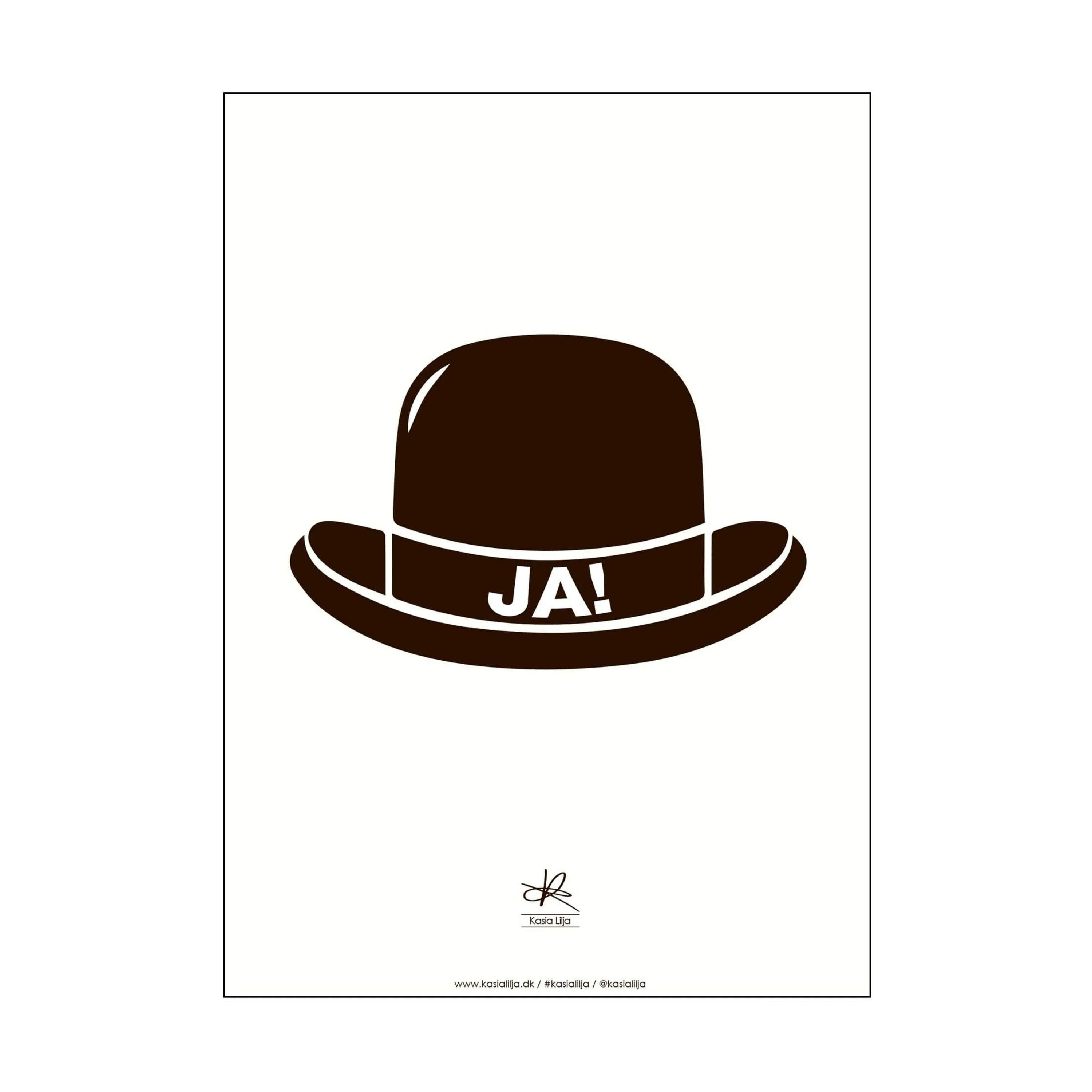Plakat - Ja-hatten, hvid/sort, large