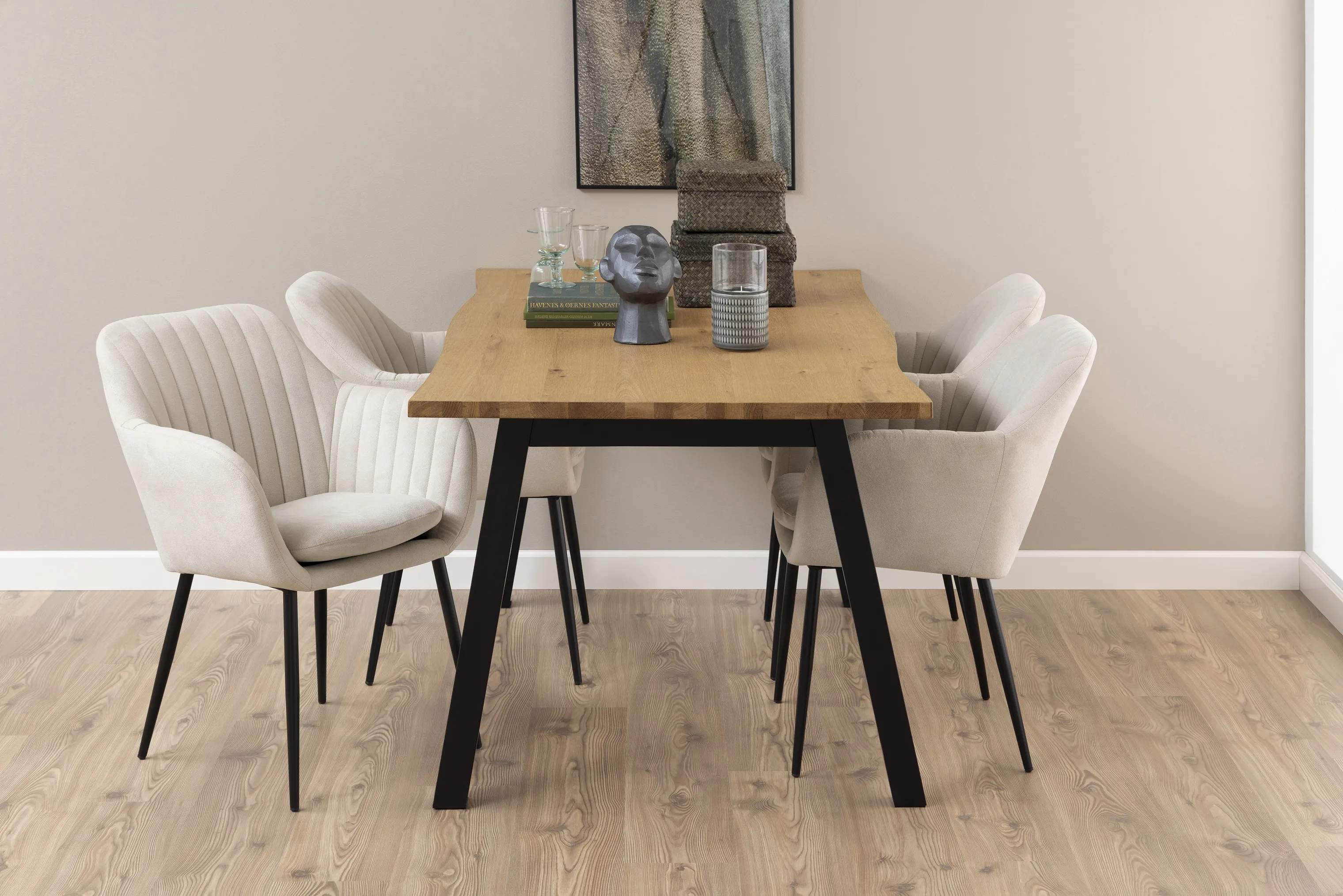 CASA Living Spisebordsstole Emilia Spisebordsstol i sand/sort, 3
