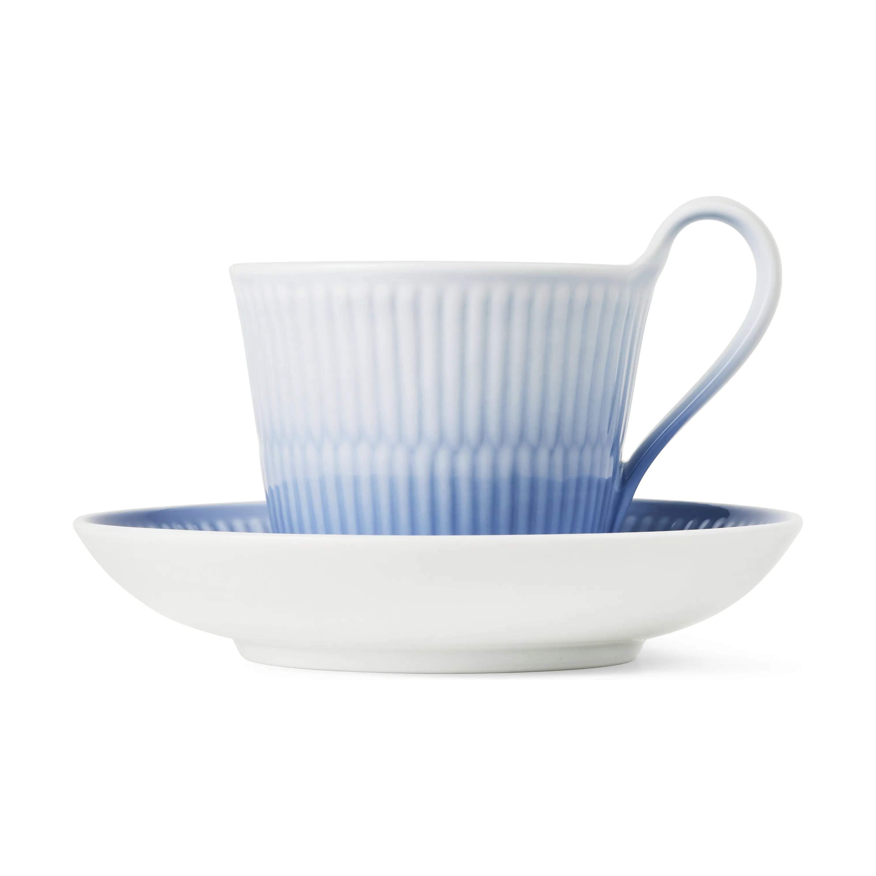 Royal Copenhagen Krus og kopper med hank Iris Højhankskop m. Underkop i Blå, 4