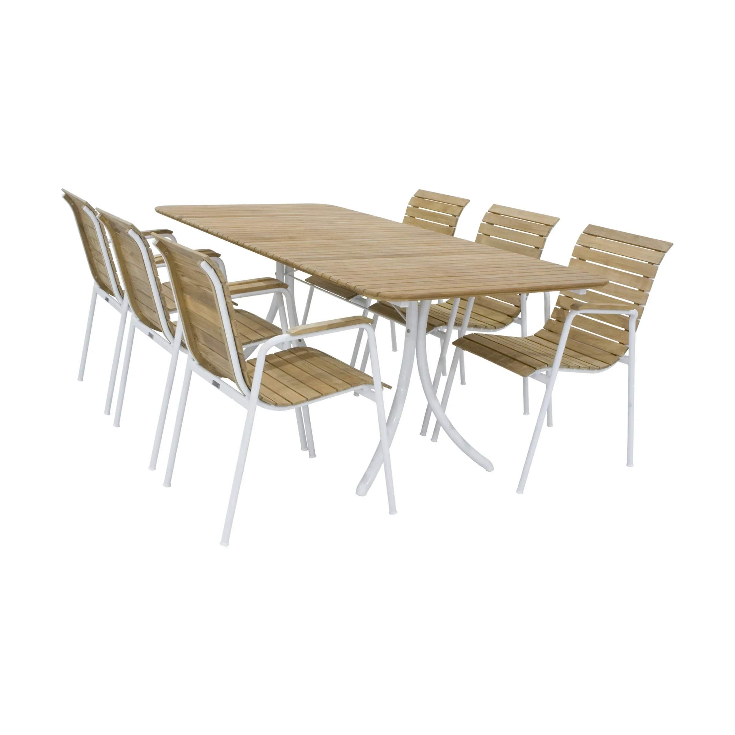 Bellevue Havemøbelsæt - 1 bord og 6 stole, hvid, large