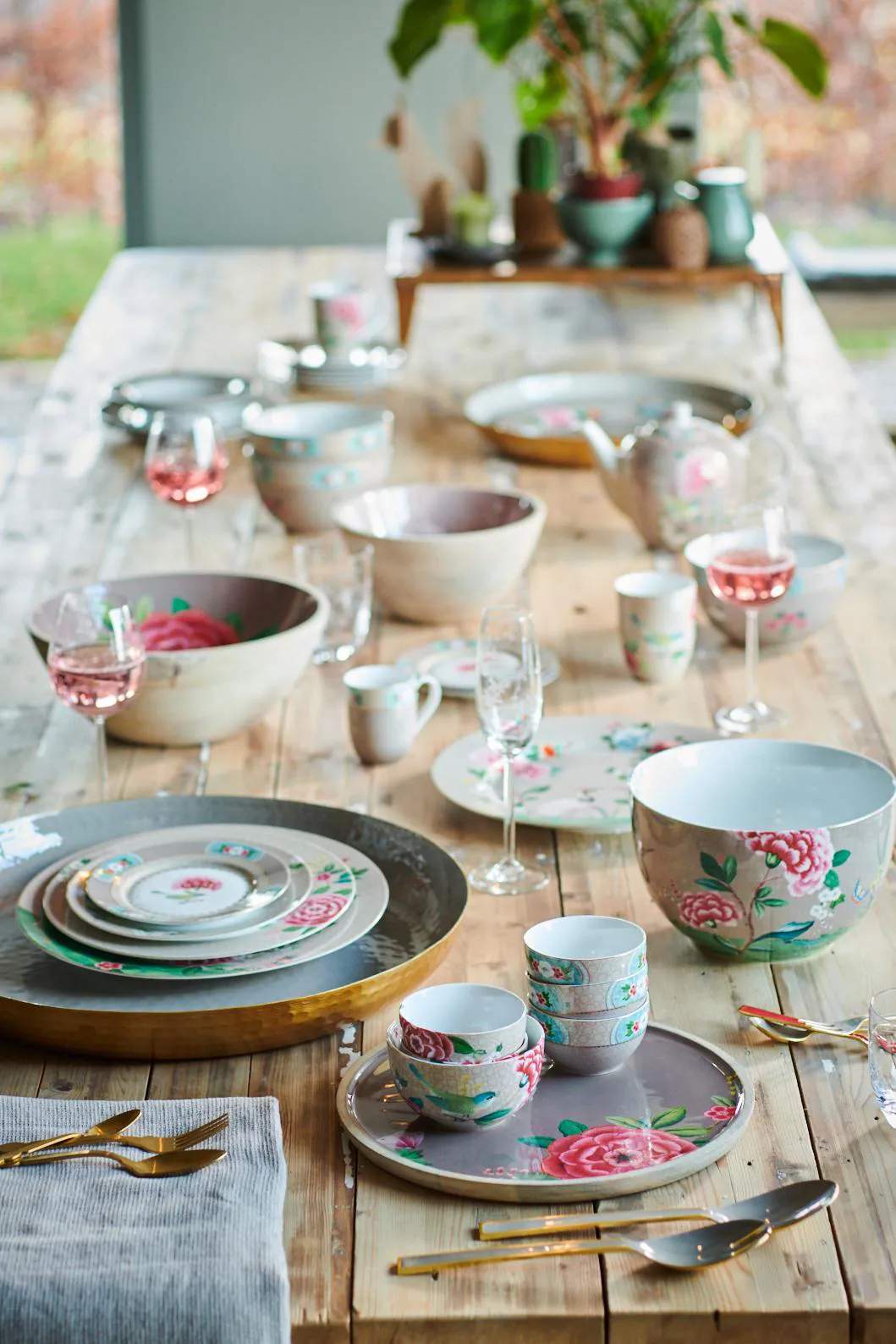PIP Studio Krus og kopper med hank Blushing Bird Kop m. underkop i Khaki, 2