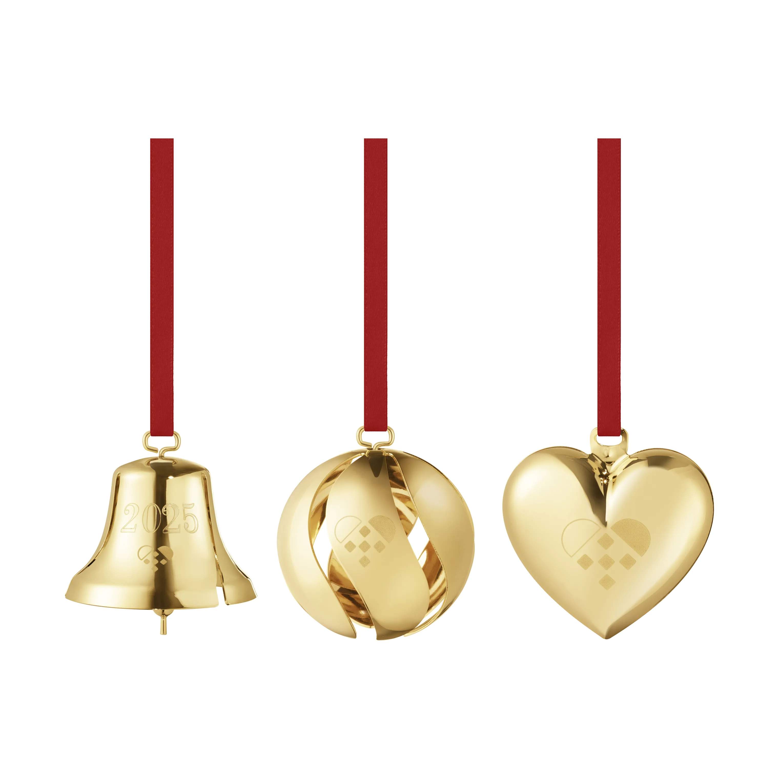 CC 2025 Juleornamentsæt - 3 stk., guld, large