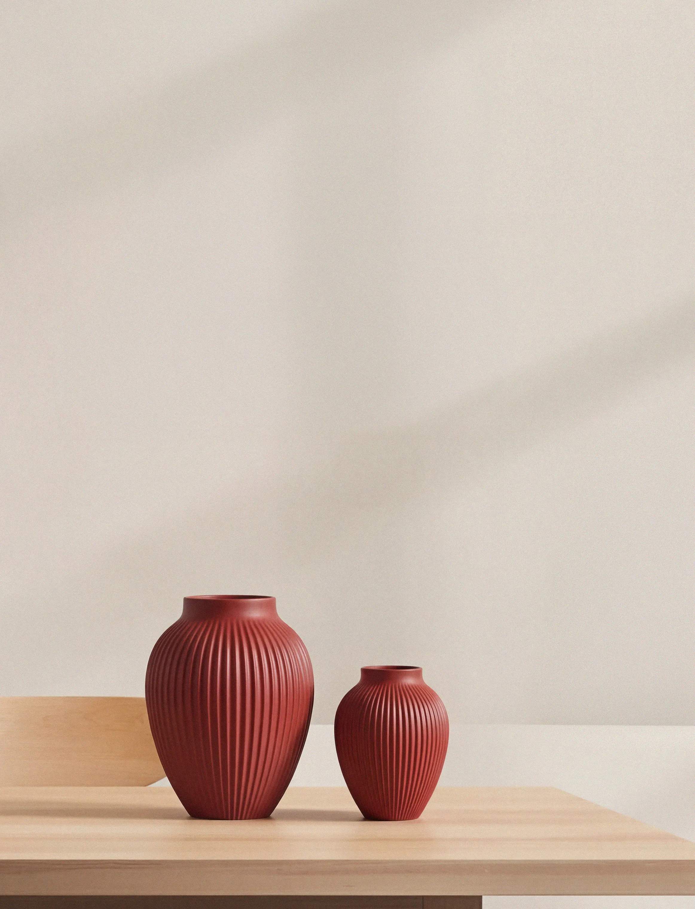 Knabstrup Keramik Vaser Riller Vase i Soft cherry, 20 cm, 2