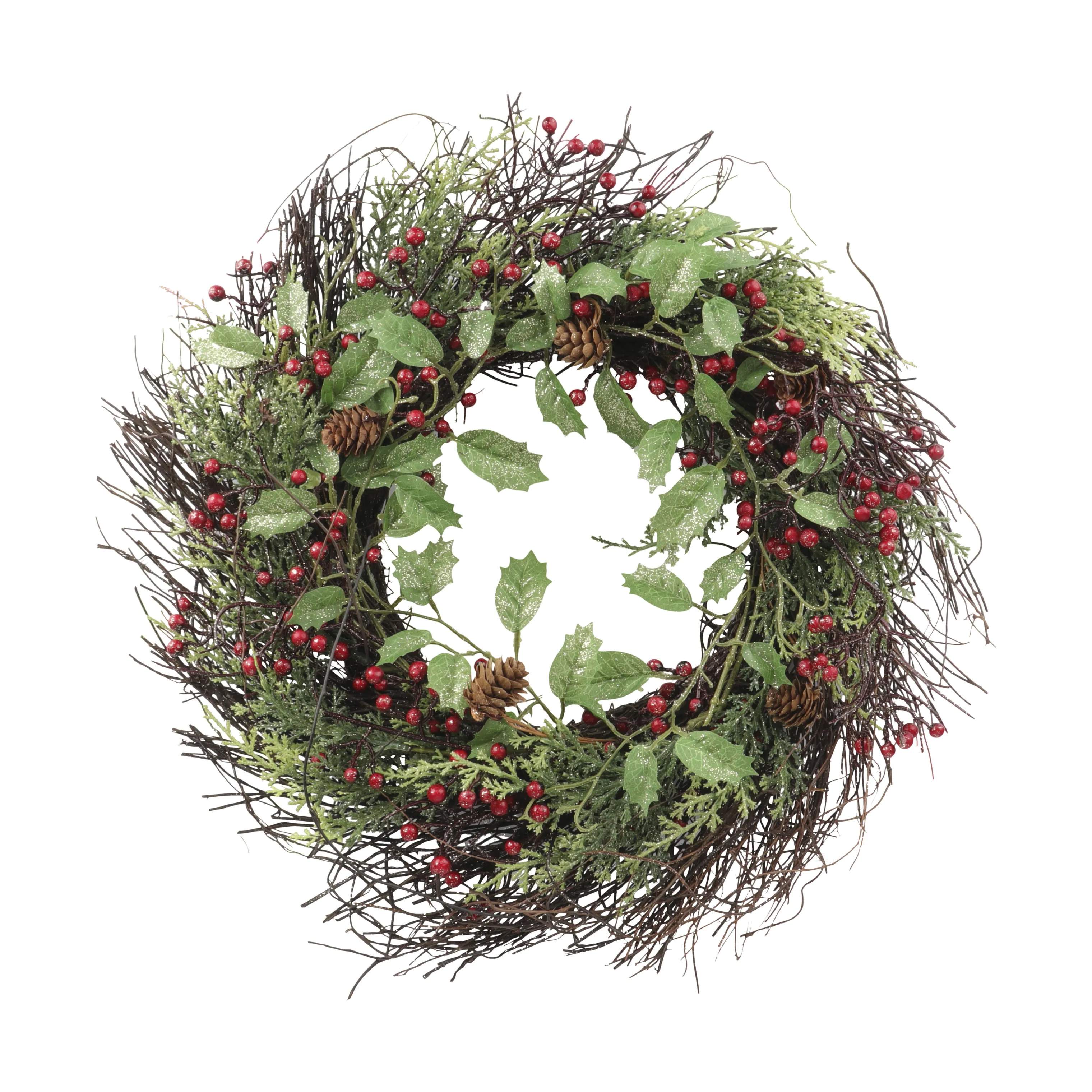 Casa Christmas Øvrigt julepynt Krans i grøn/glimmer, 1