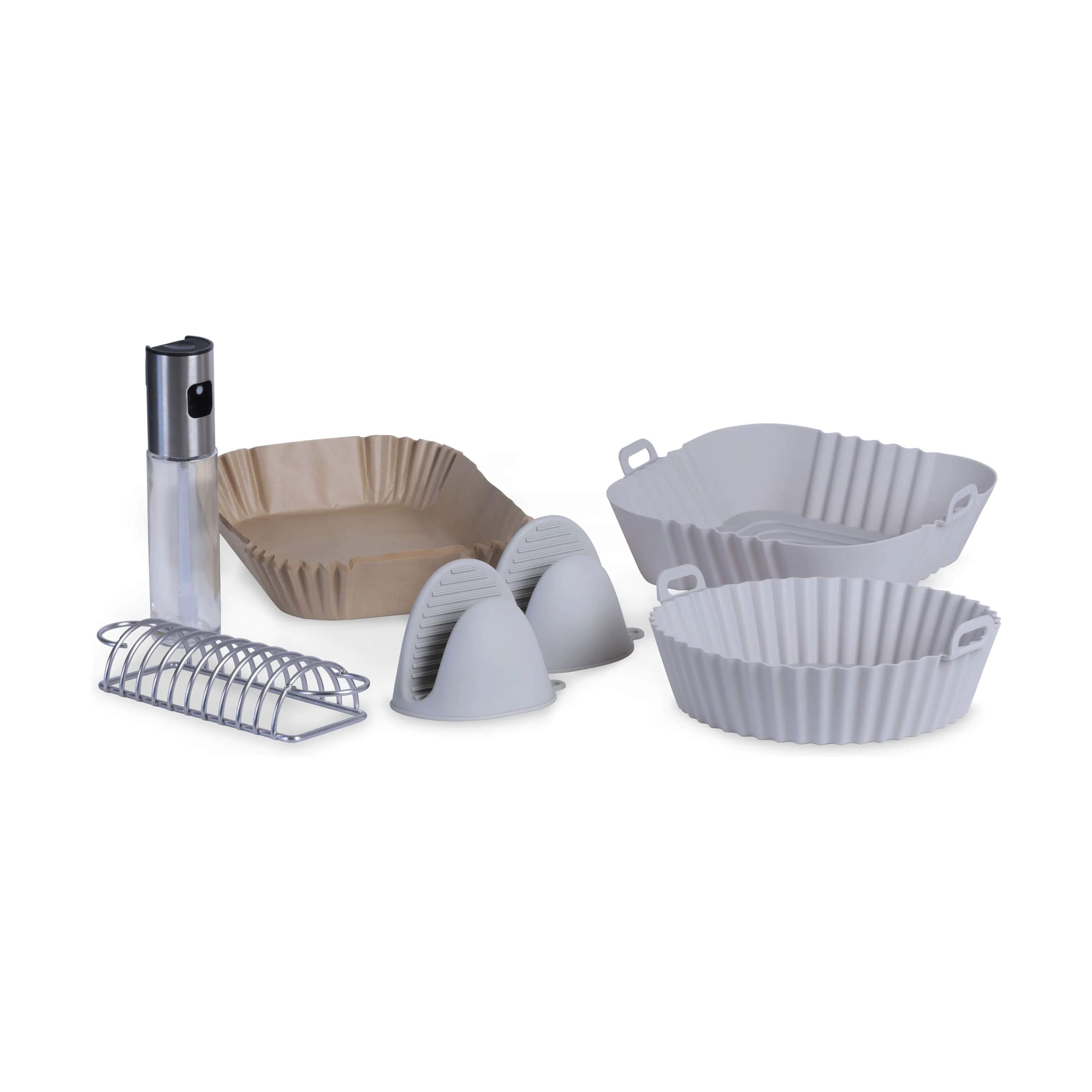 Tilbehørssæt til Airfryer - 7 dele, grå, large