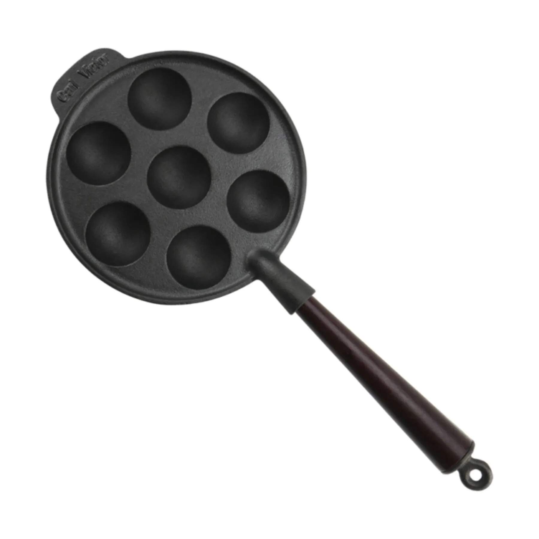 Carl Victor Æbleskivepander Æbleskivepande i Støbejern, Træ, 2