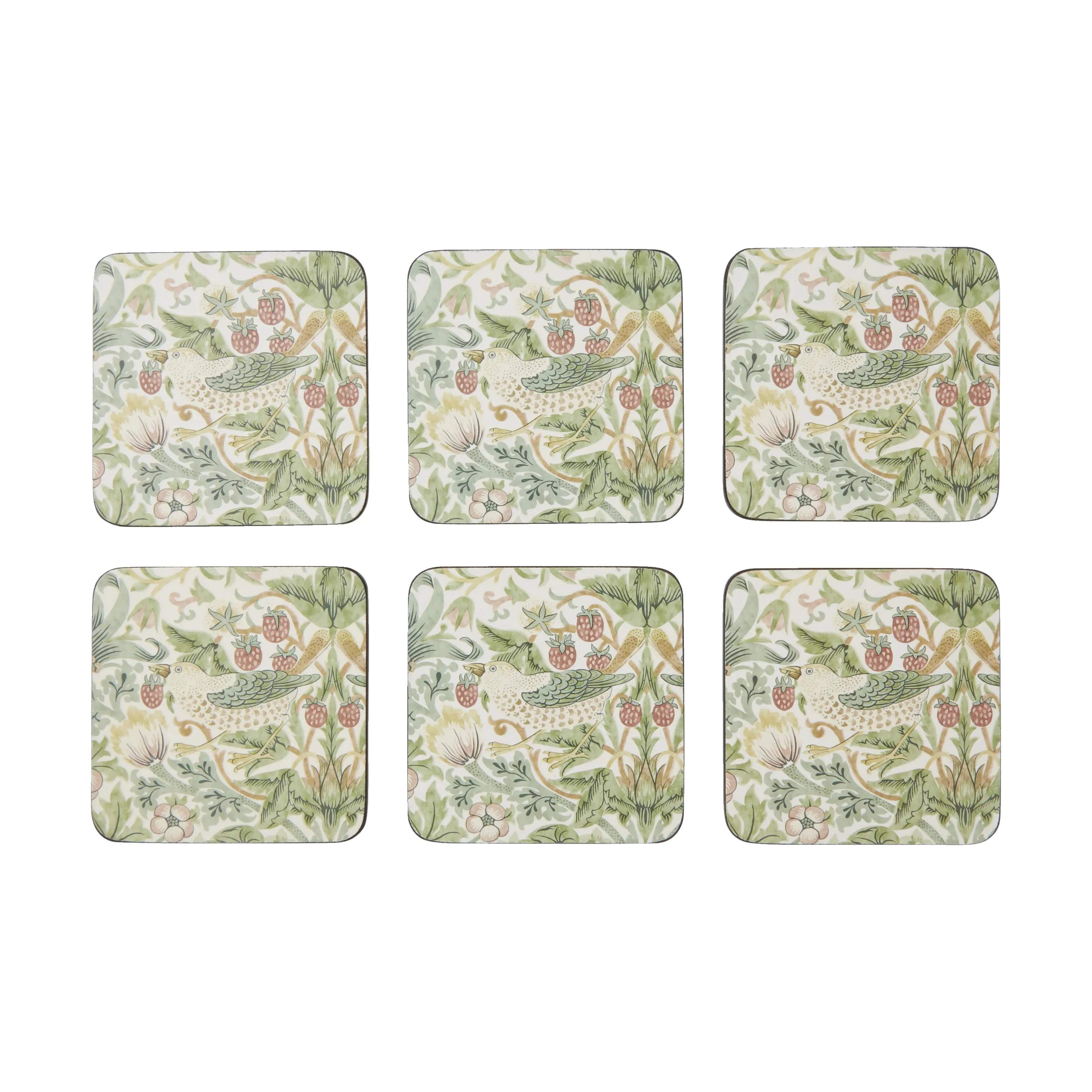 Spode Glasbrikker og coasters Morris & Co Glasbrikker - 6 stk. i Lyserød/Grøn/blå, 1