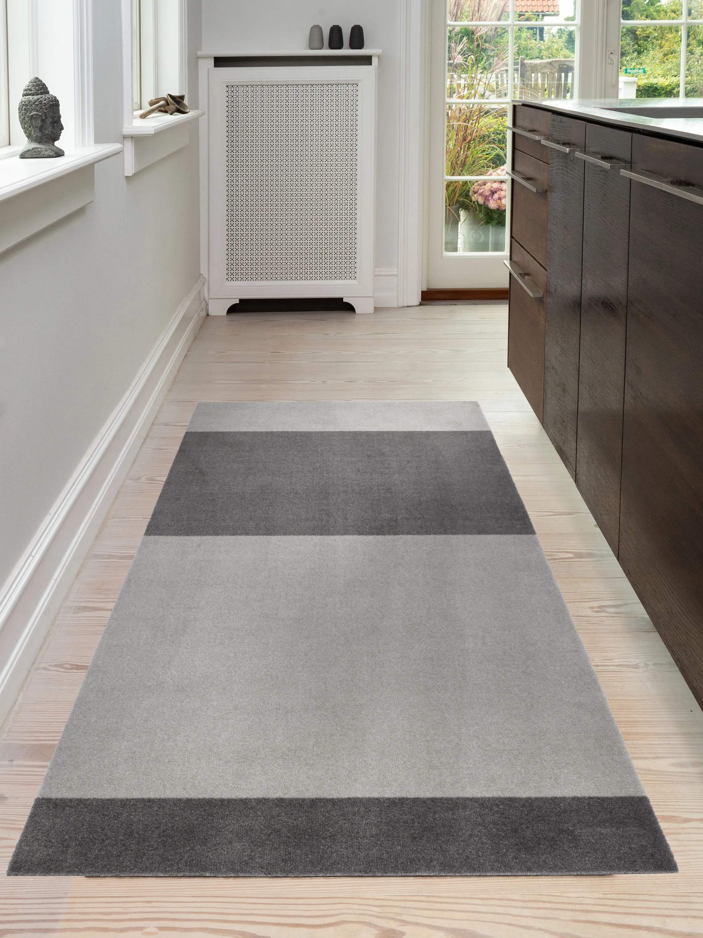 Tica Copenhagen Gulvtæpper Stripes Horisontal Gulvtæppe i Grå/lysegrå, B90 x L200 cm, 3