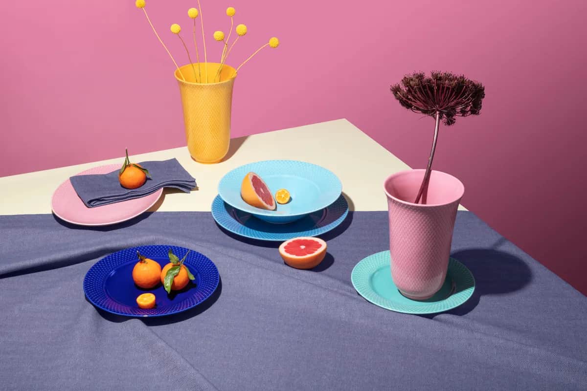 Lyngby Porcelæn Frokosttallerkener Rhombe Color Rhombe Frokosttallerken i blå, 23 cm, 2