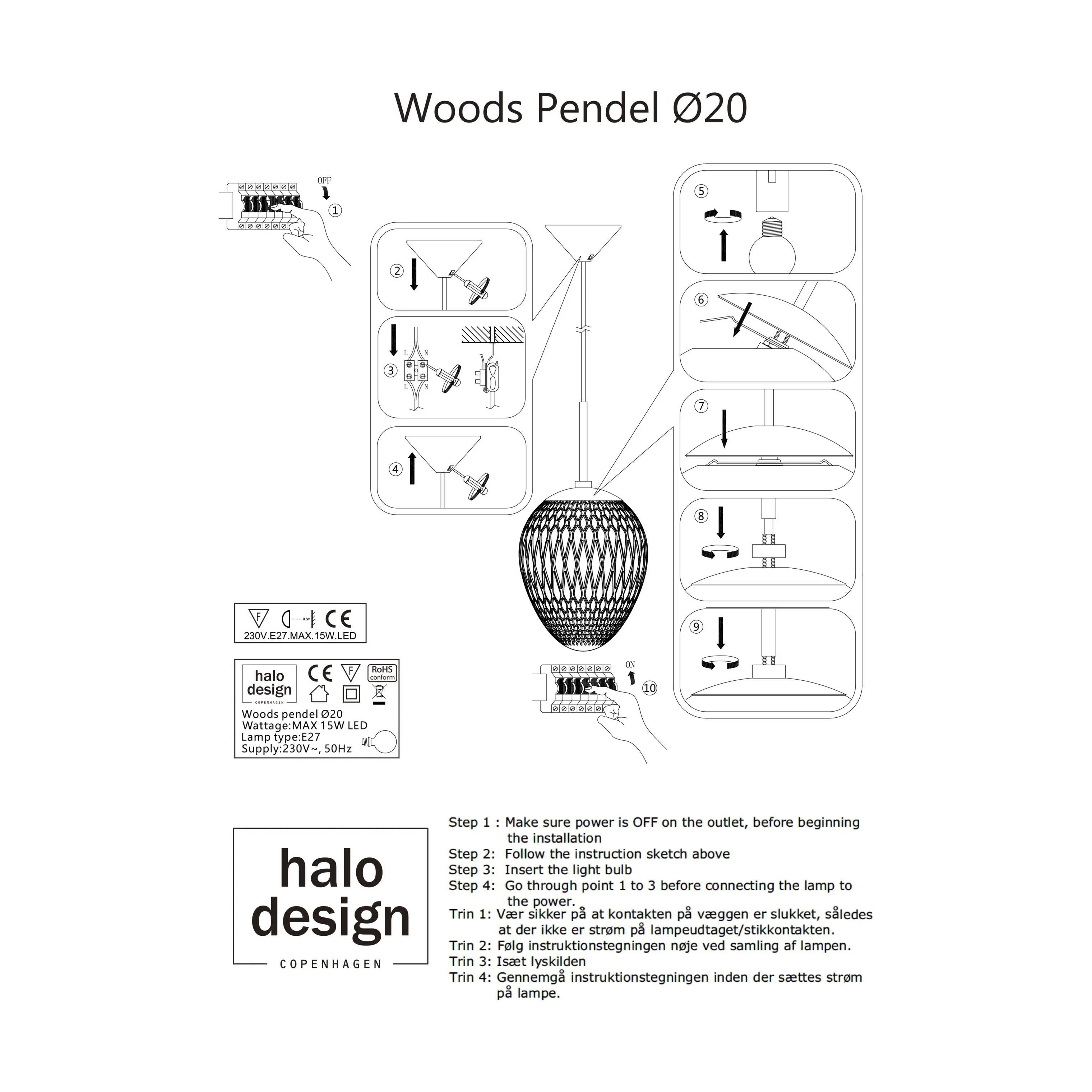 Halo Design Pendler Woods Pendel i Smoke, 20 cm, 4