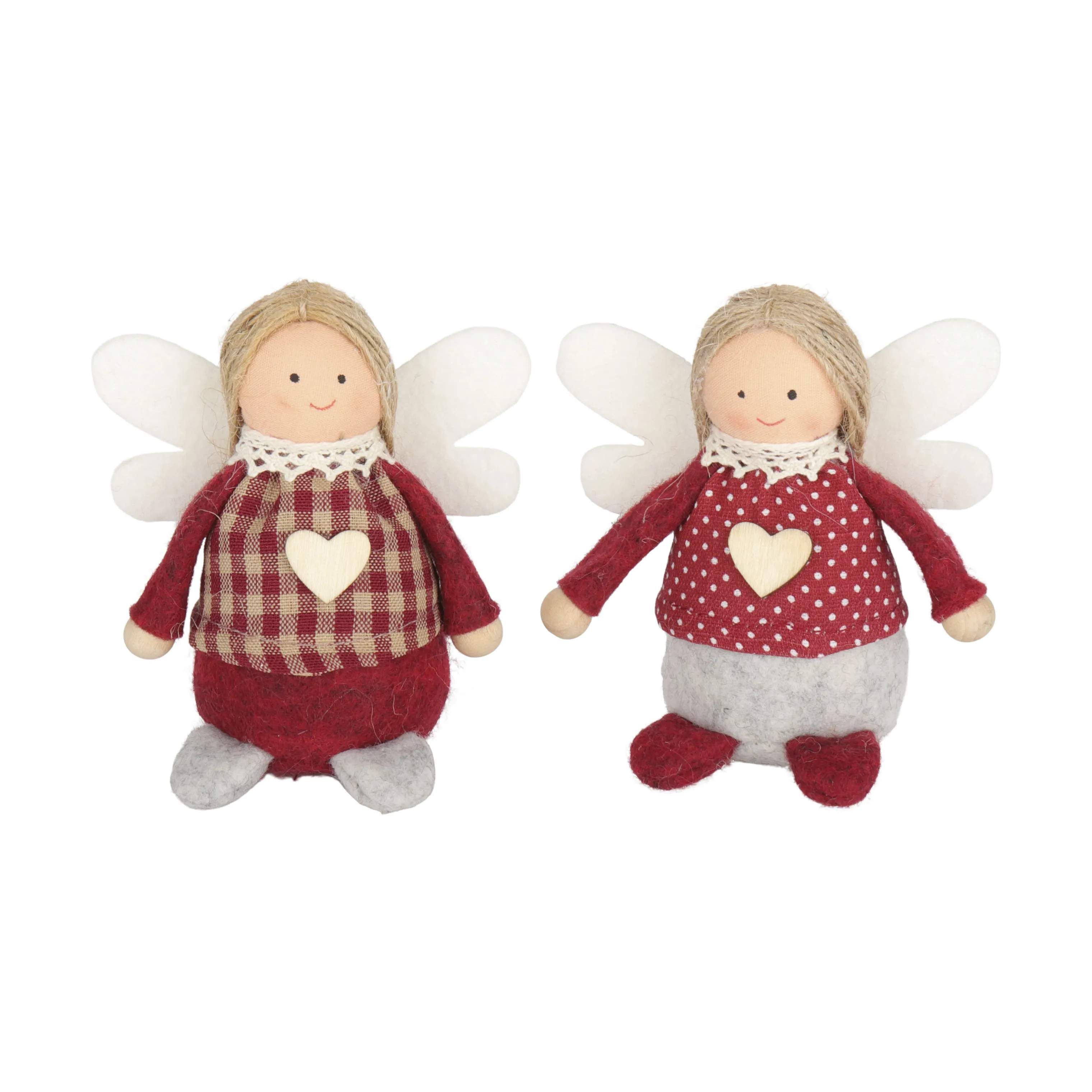 Casa Christmas Julefigurer Miniengel i Mørk rød/ternet, 2