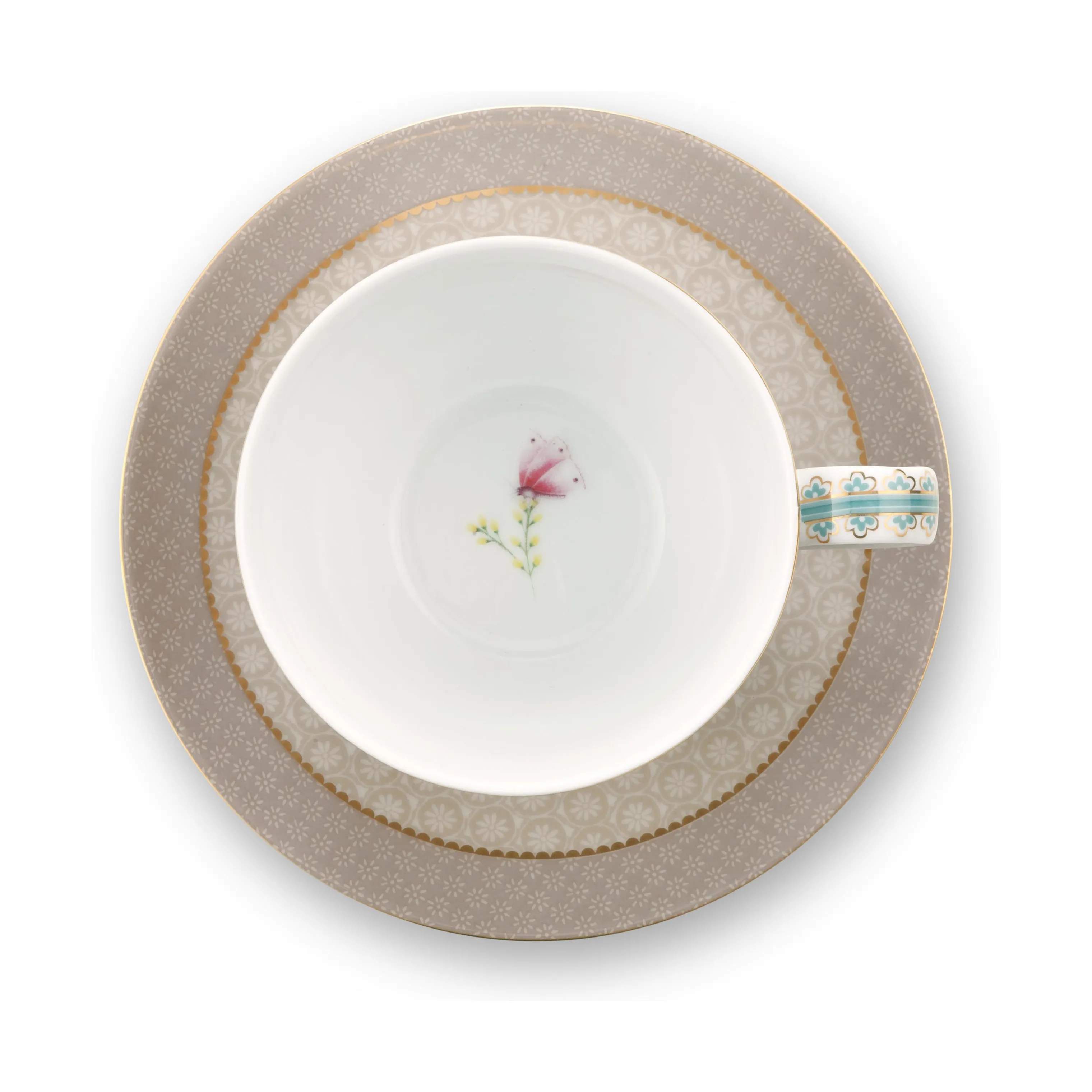 PIP Studio Krus og kopper med hank Blushing Bird Kop m. underkop i Khaki, 3