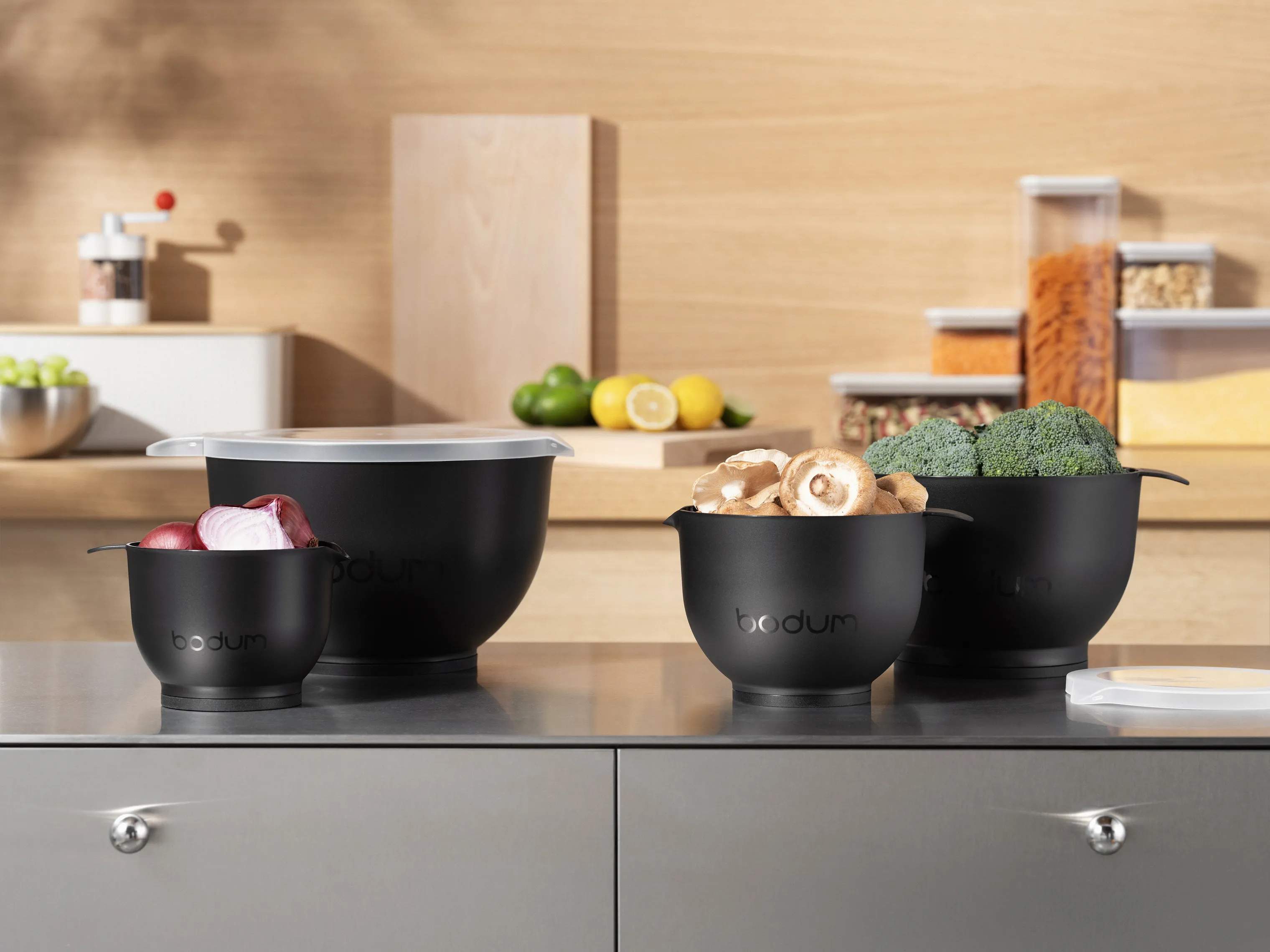 Bodum Røreskåle Bistro Røreskålsæt m. låg - 4 dele i Sort, 2