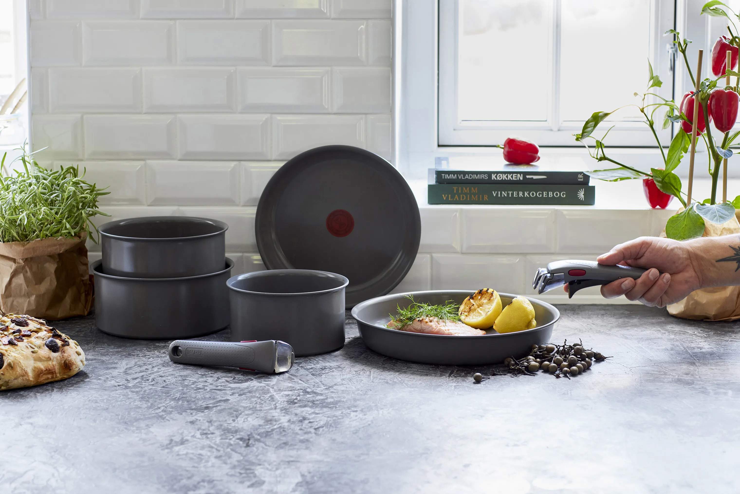 Tefal Grydesæt Ingenio Renew Grydesæt - 4 dele i Grå, 3