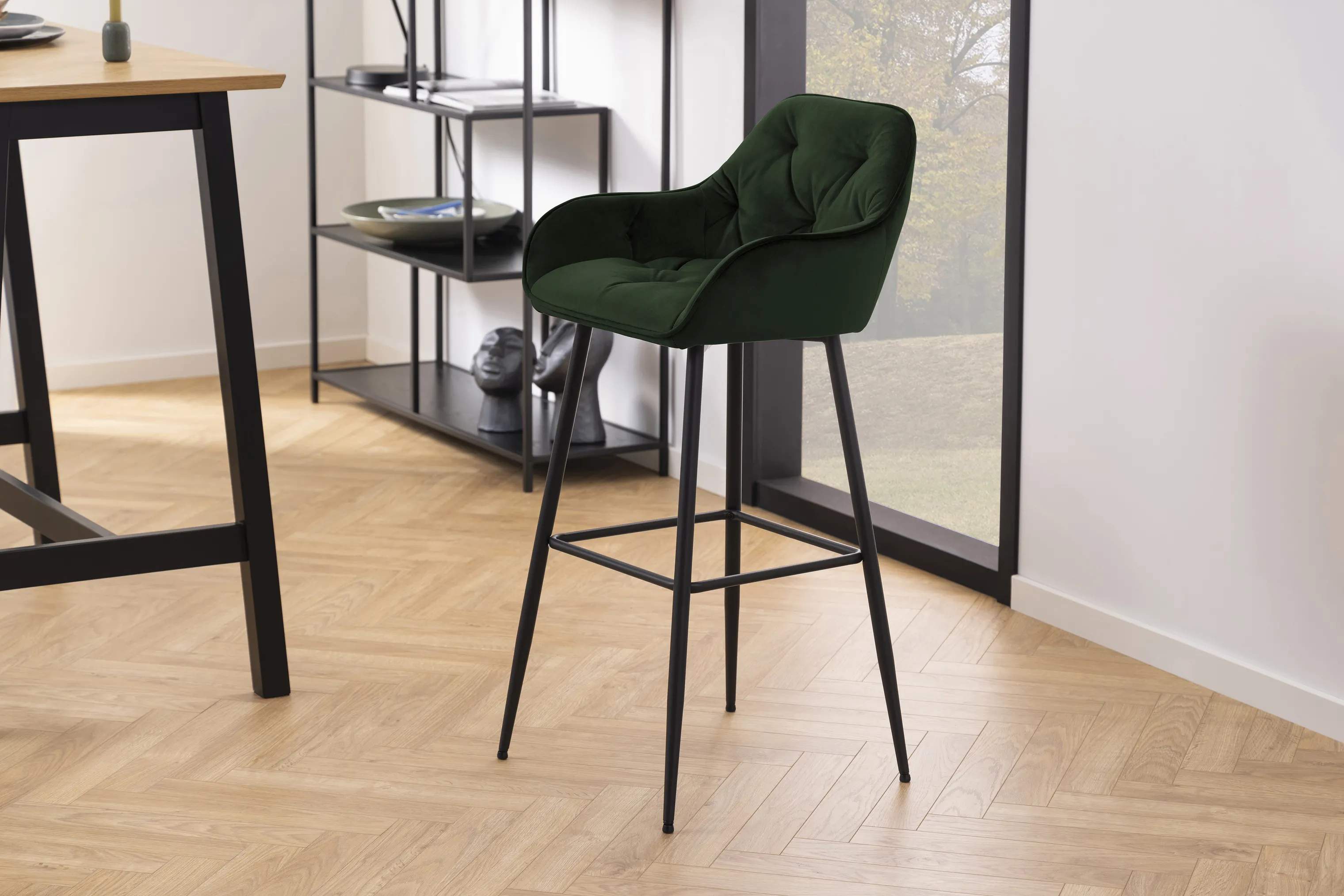 CASA Living Barstole Brooke Barstol - 2 stk. i skovgrøn/sort, 2