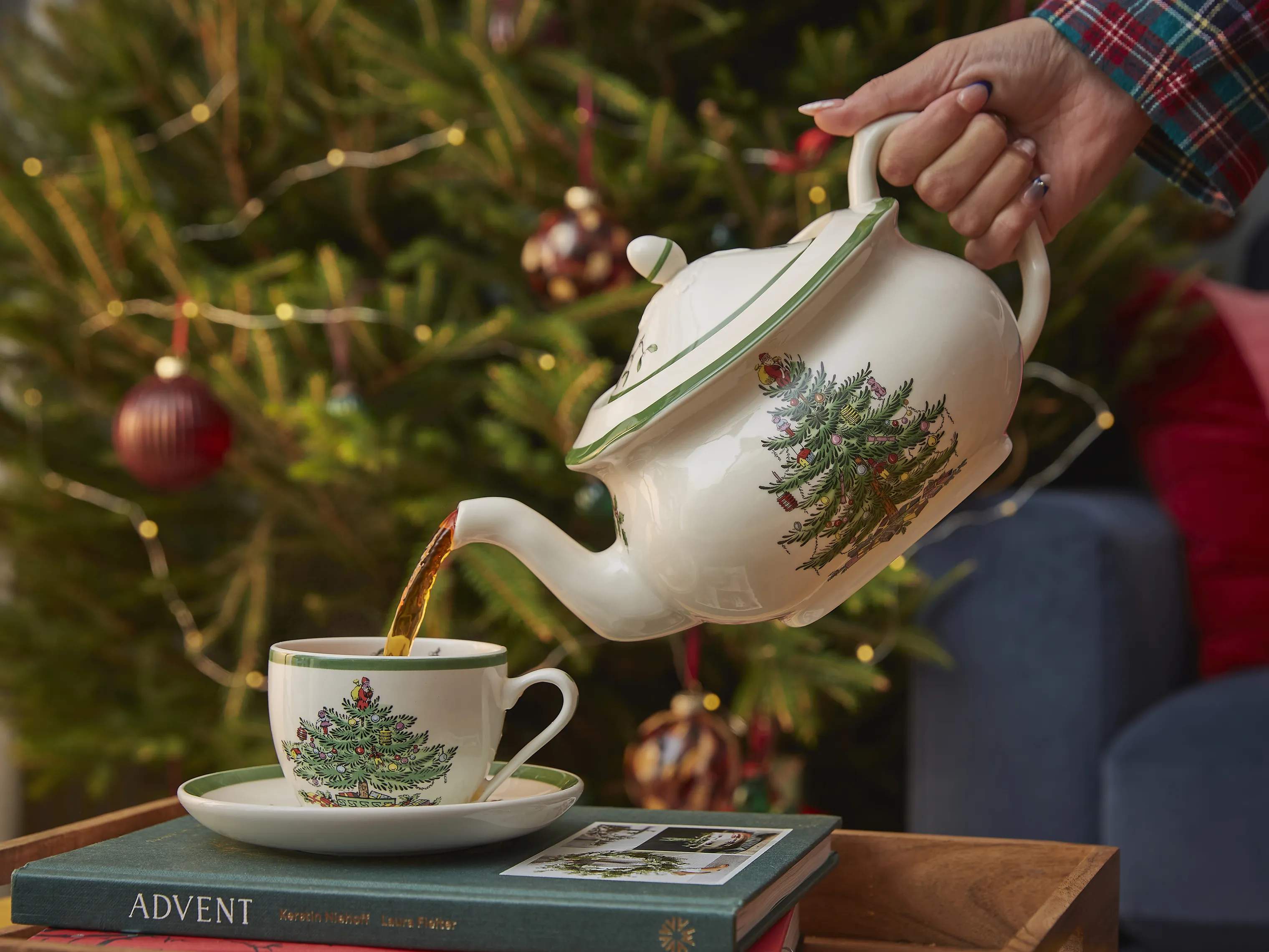 Spode Tekander Christmas Tree Tekande i Hvid/grøn/rød, 2