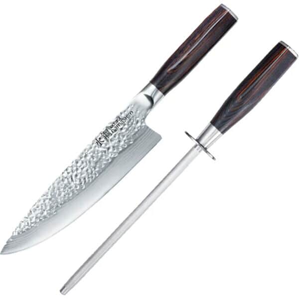 THE CUSTOM CHEF™ Kokkeknive Cuisine::pro® Damashiro® Emperor™ Kokkeniv m. Strygestål i Silver, 1