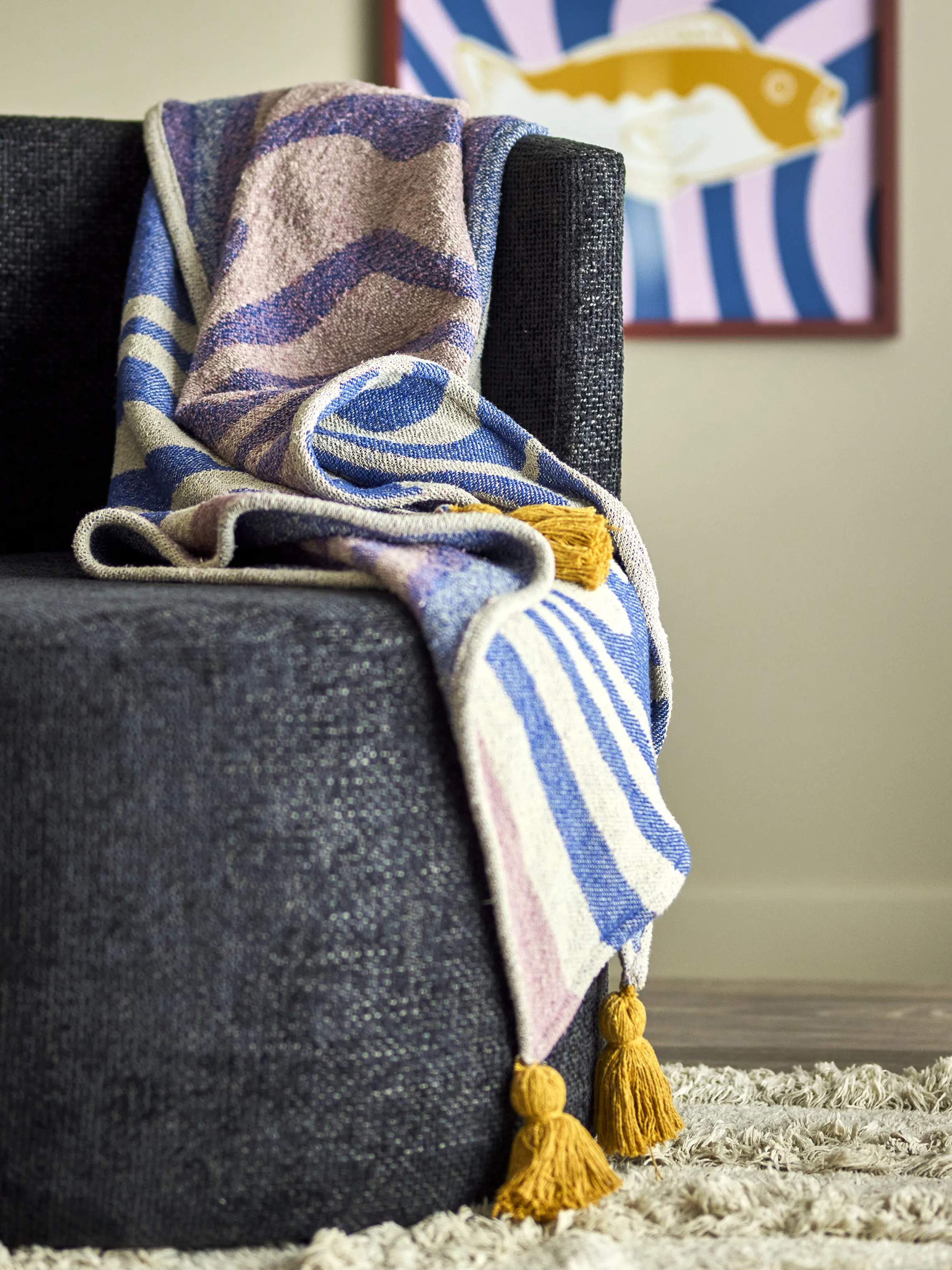 Bloomingville Plaider Arlie Plaid i Blå, 2