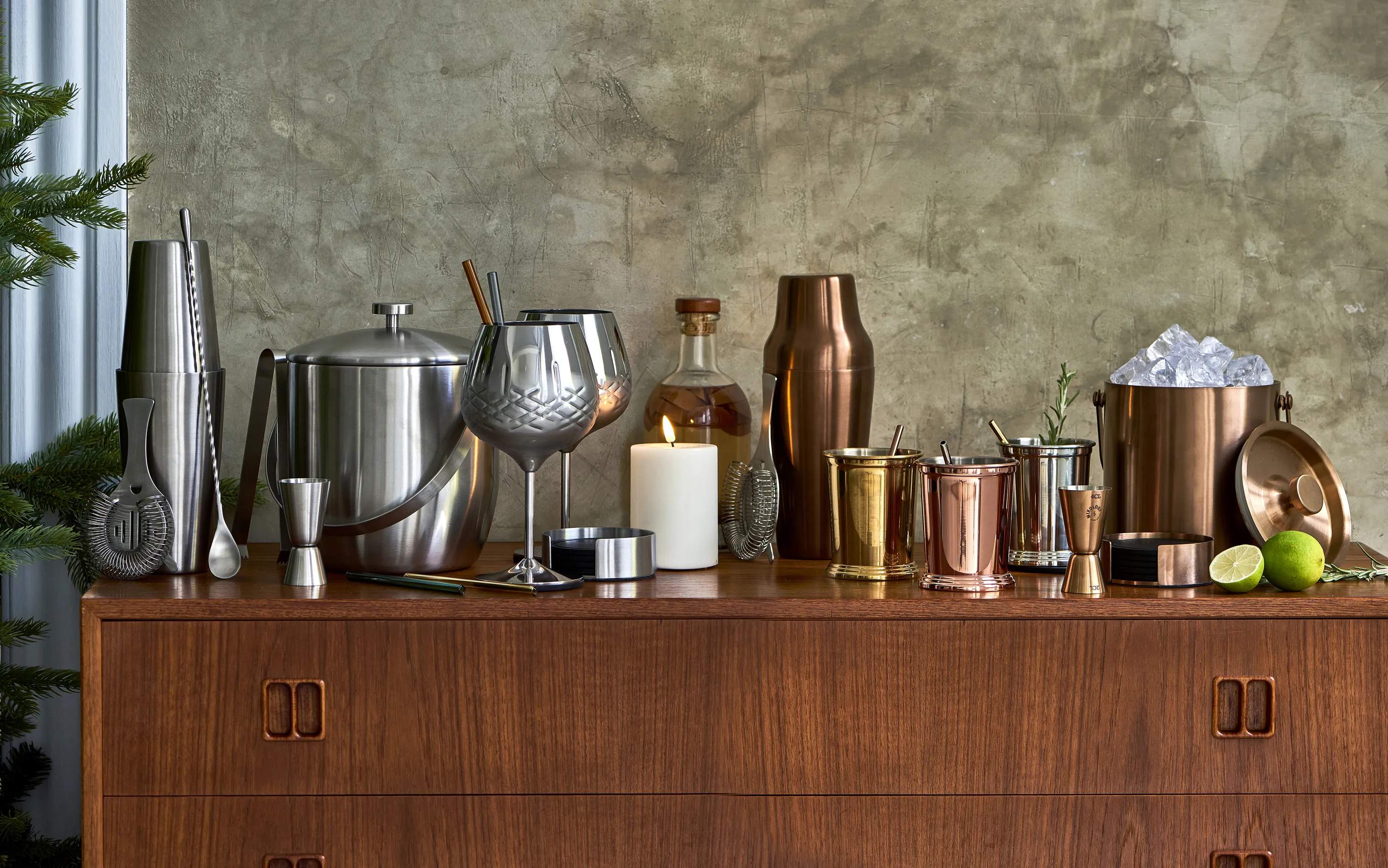 Mixology by CASA Living Cocktailglas MIXOLOGY Mint Julep Krus - 3 stk. i stål, guld, kobber, 35 cl, 3