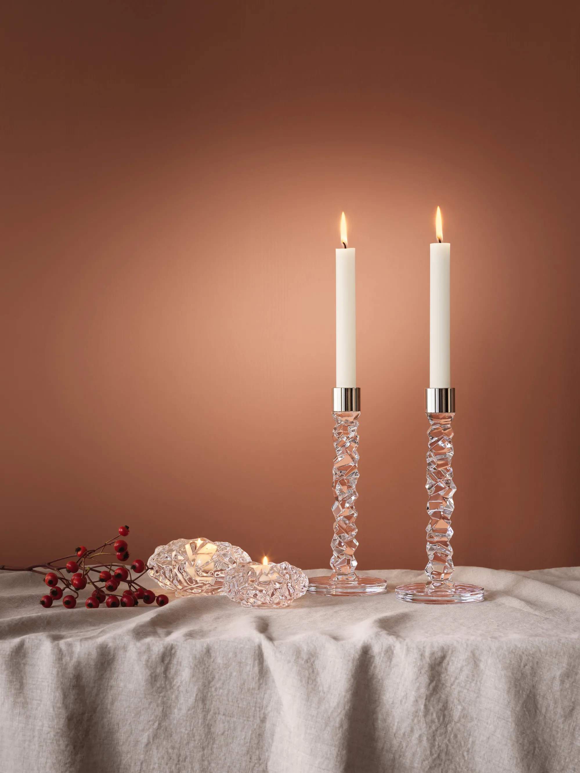 Orrefors Kronelysestage Carat Lysestage i Klar/stål, 18,3 cm, 3