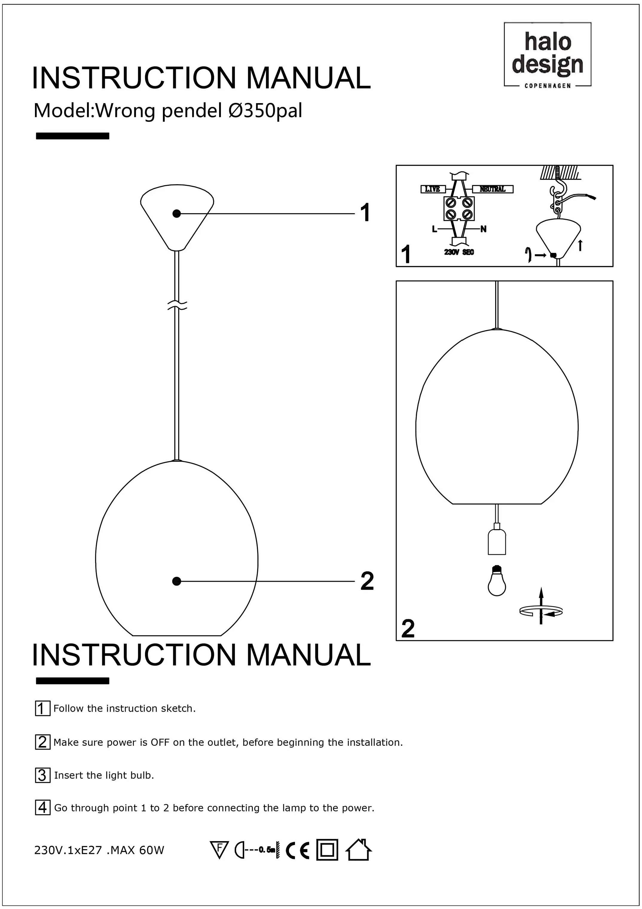 Halo Design Pendler Wrong Pendel i 35 cm, 3