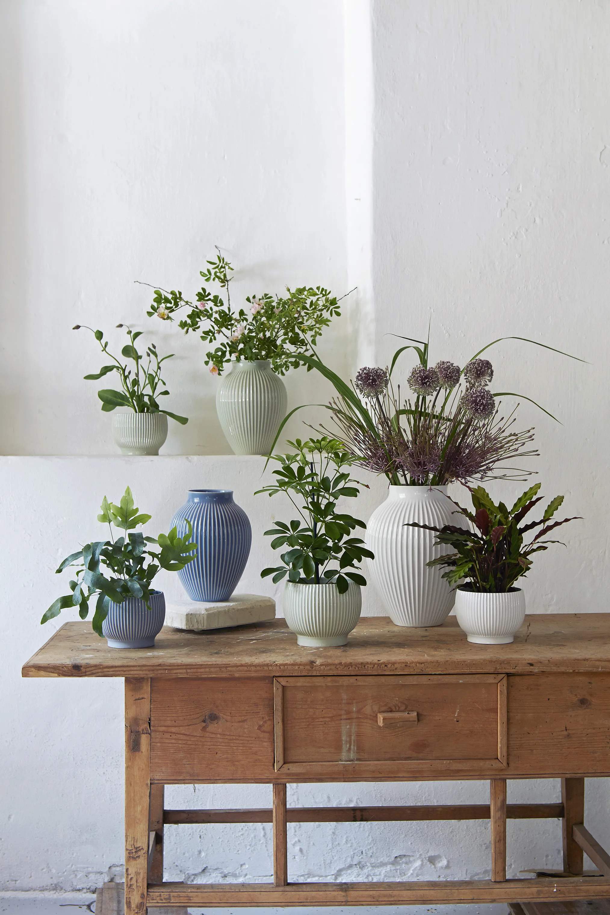 Knabstrup Keramik Vaser Riller Vase i Lavendelblå, 20 cm, 2