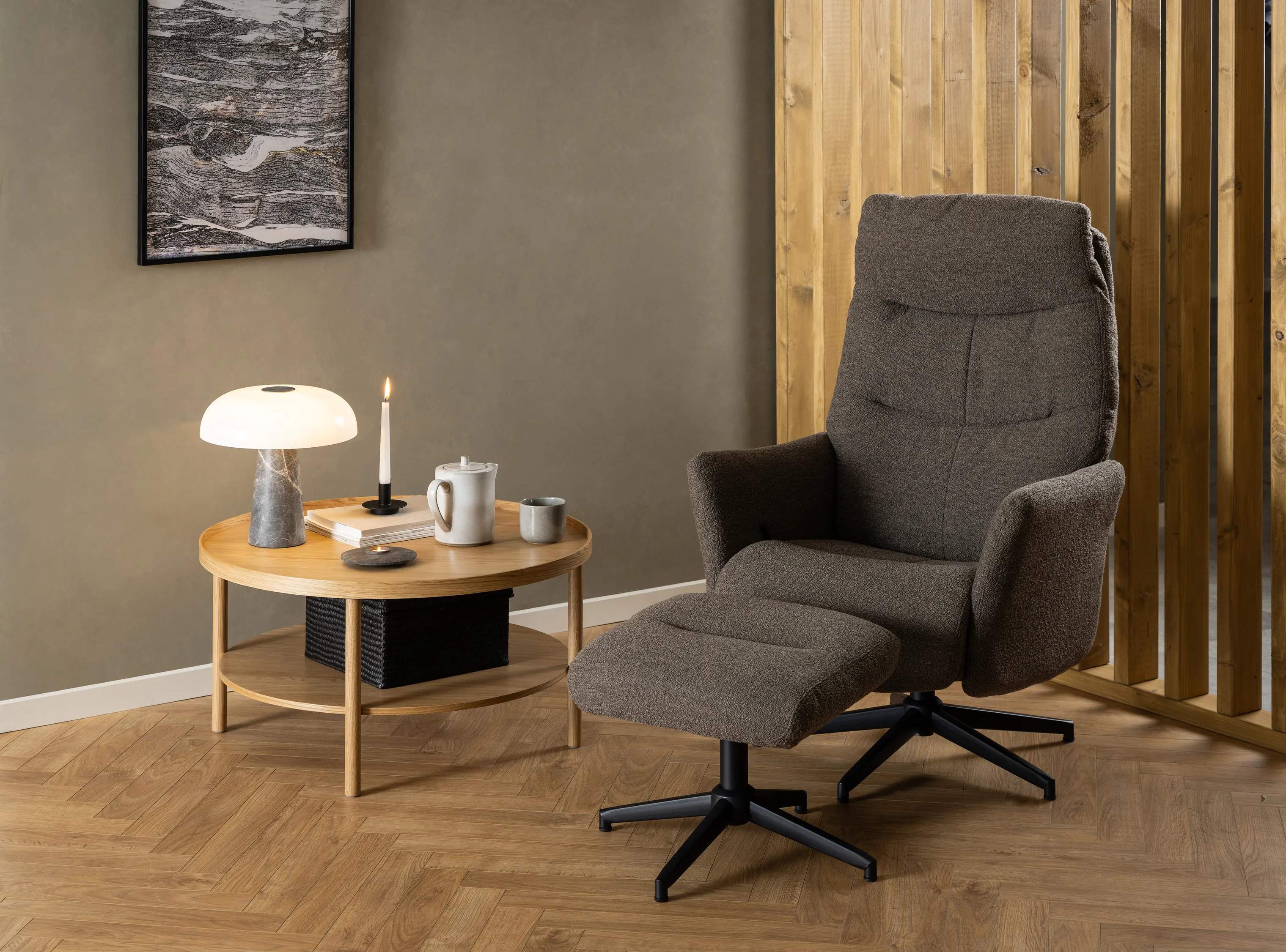 CASA Living Lænestole London Recliner med fodskammel i Grå, 2