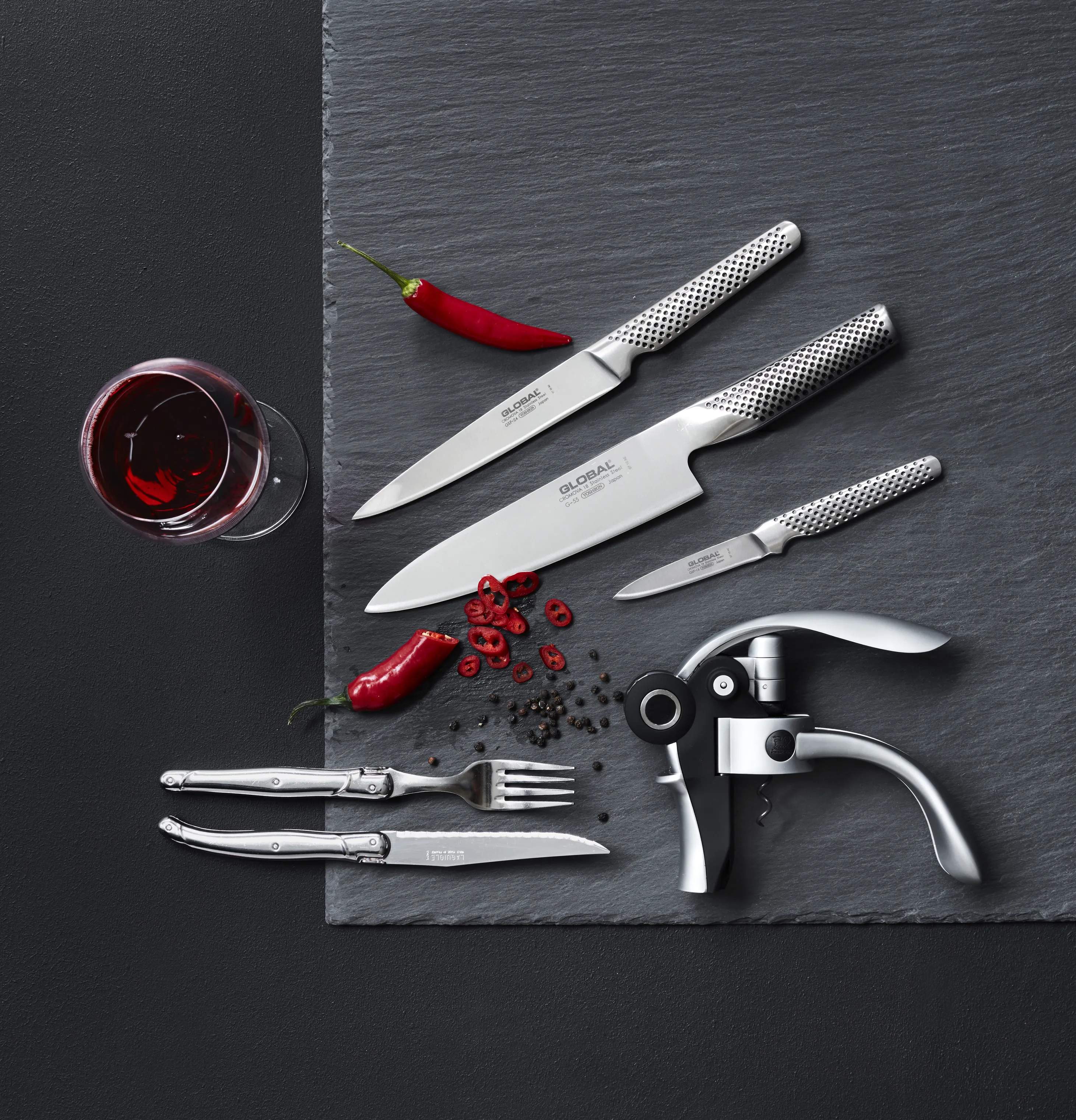 Laguiole Steakknive Steakkniv Bestiksæt - 6 stk. i Blank/Stål, 6 stk., 2