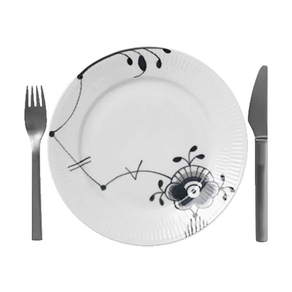 Royal Copenhagen Frokosttallerkener Sort Mega Riflet Frokosttallerken #6 i Frokosttallerken Motiv #6  x Ø22 cm, 3