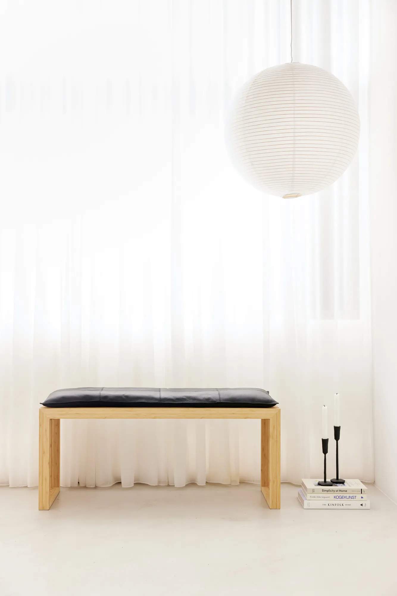 cinas Skamler Rib Bænk inkl. sort hynde i Bambus/sort, 104 cm, 2