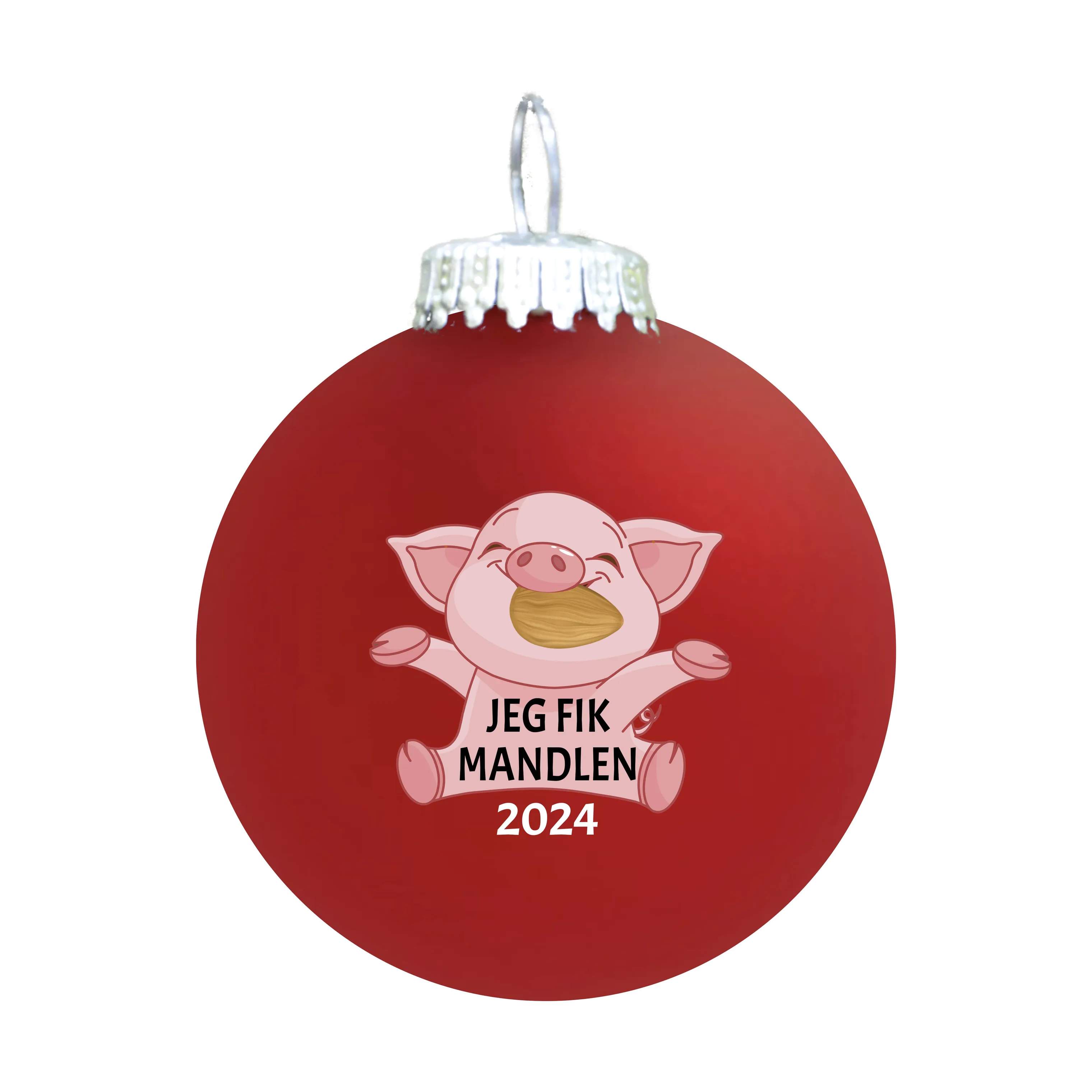 Julekugle - Jeg Fik Mandlen 2024, rød mat, large